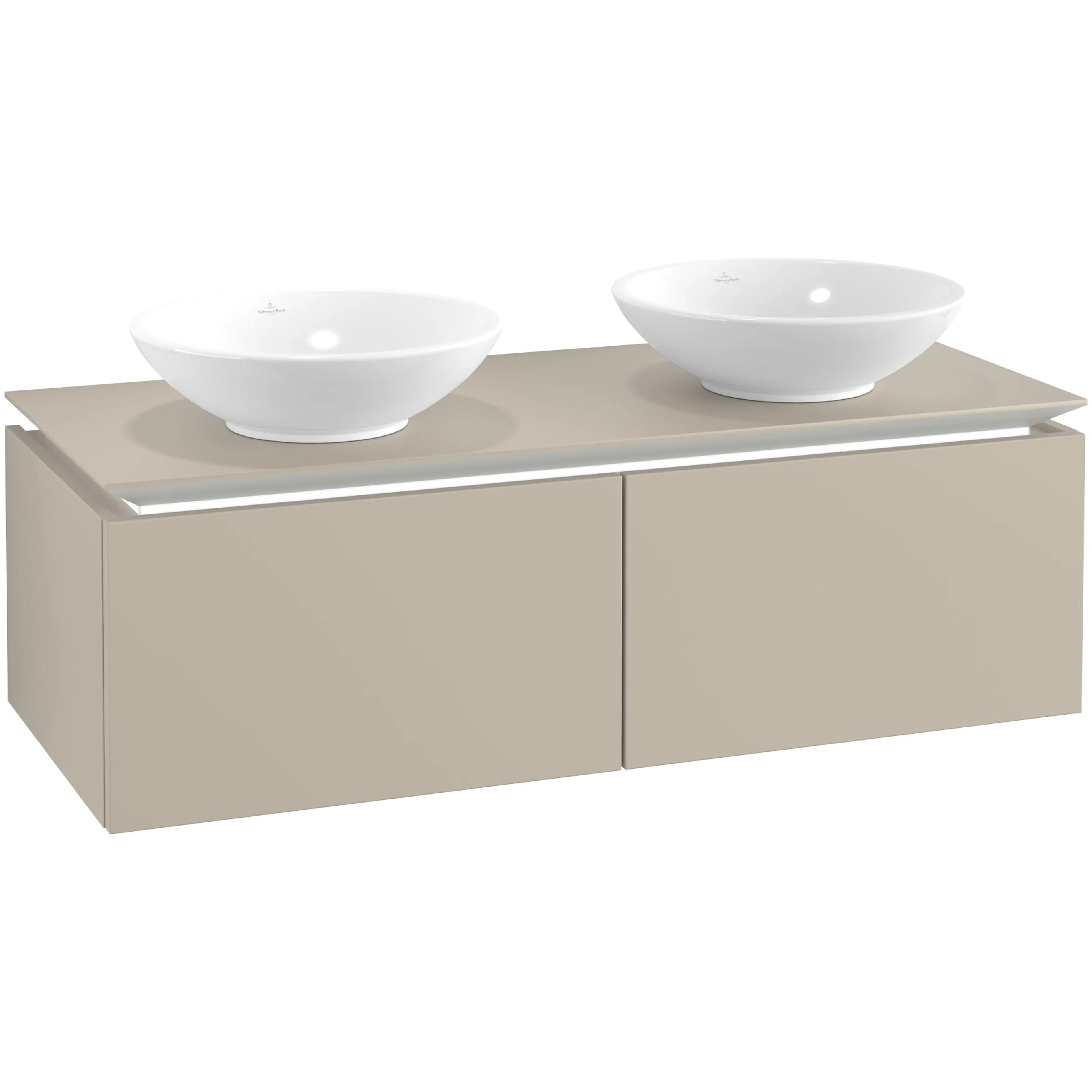 Tvättställsskåp Villeroy & Boch Legato Kompakt 1200 med 2 Lådor för Två Ytmonterade Tvättställ