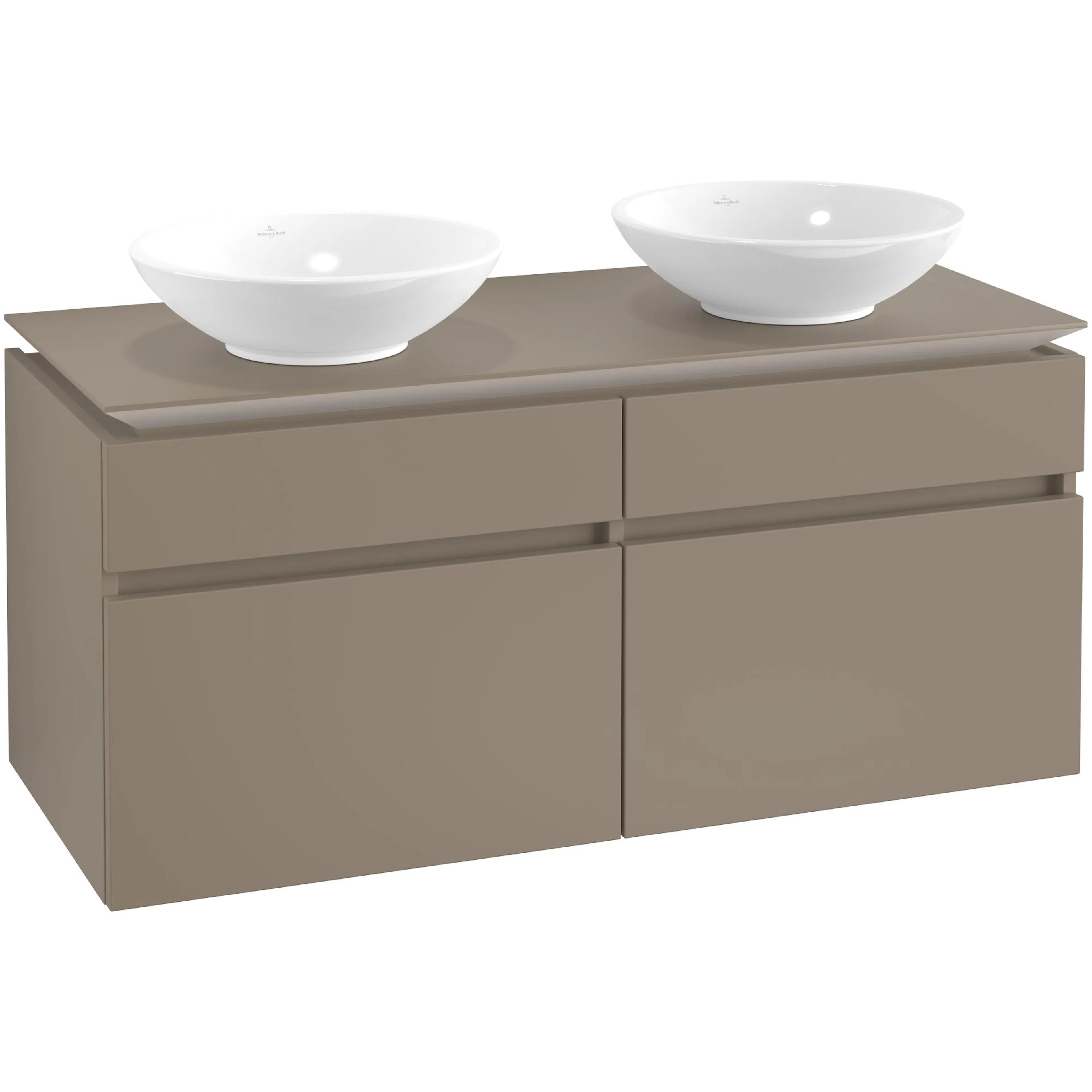 Tvättställsskåp Villeroy & Boch Legato 1200 med 4 Lådor för Två Ytmonterade Tvättställ