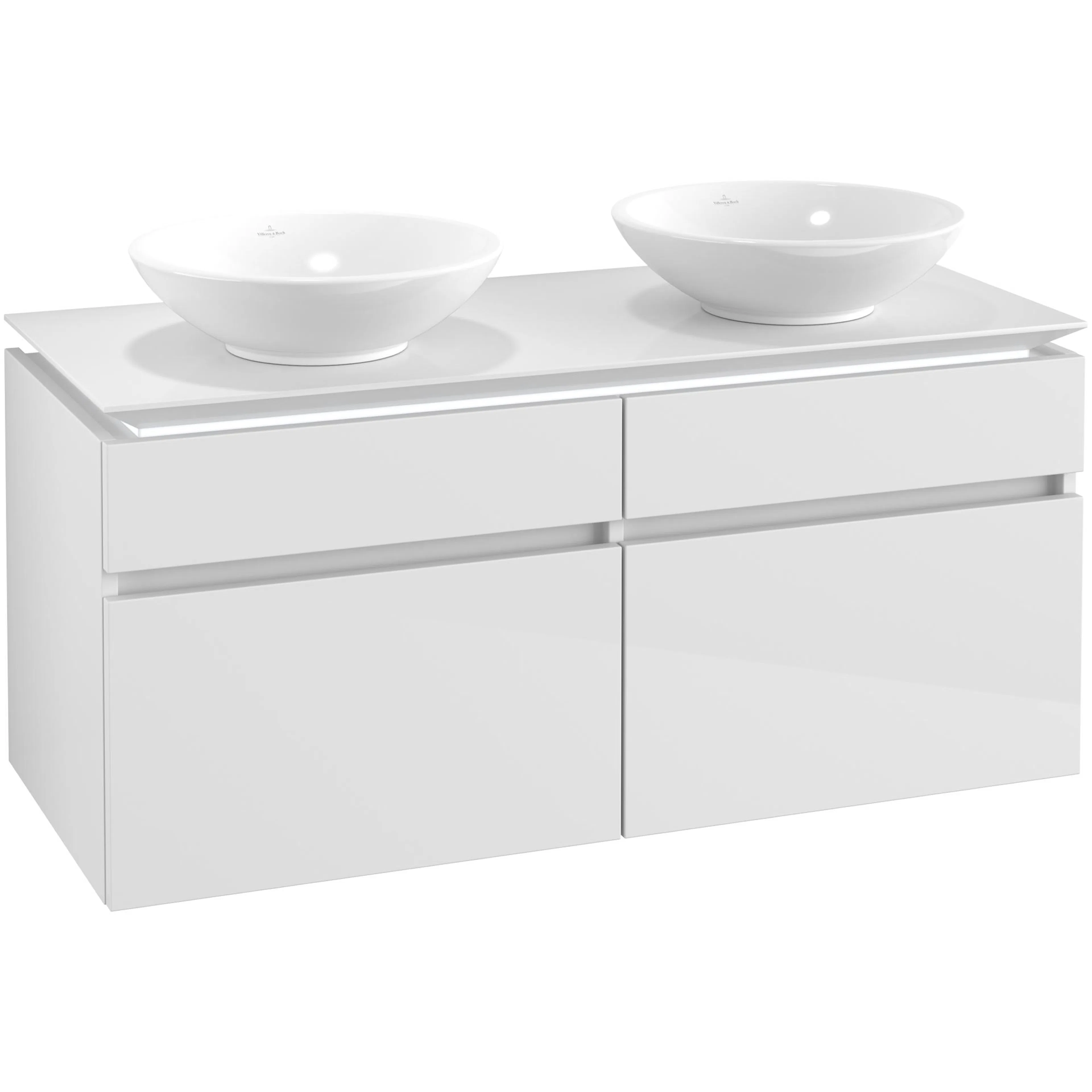 Tvättställsskåp Villeroy & Boch Legato 1200 med 4 Lådor för Två Ytmonterade Tvättställ