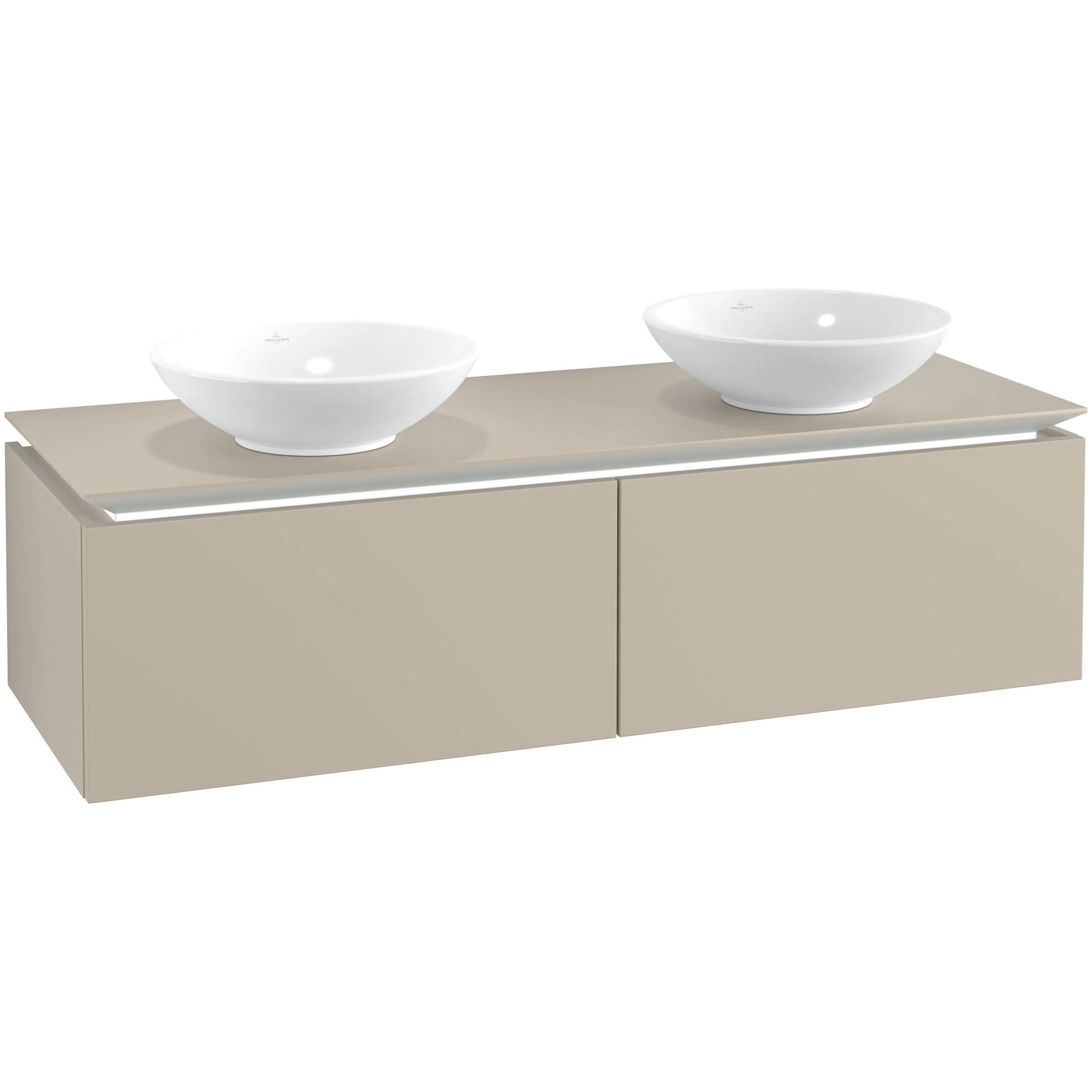 Tvättställsskåp Villeroy & Boch Legato Kompakt 1400 med 2 Lådor för Två Ytmonterade Tvättställ