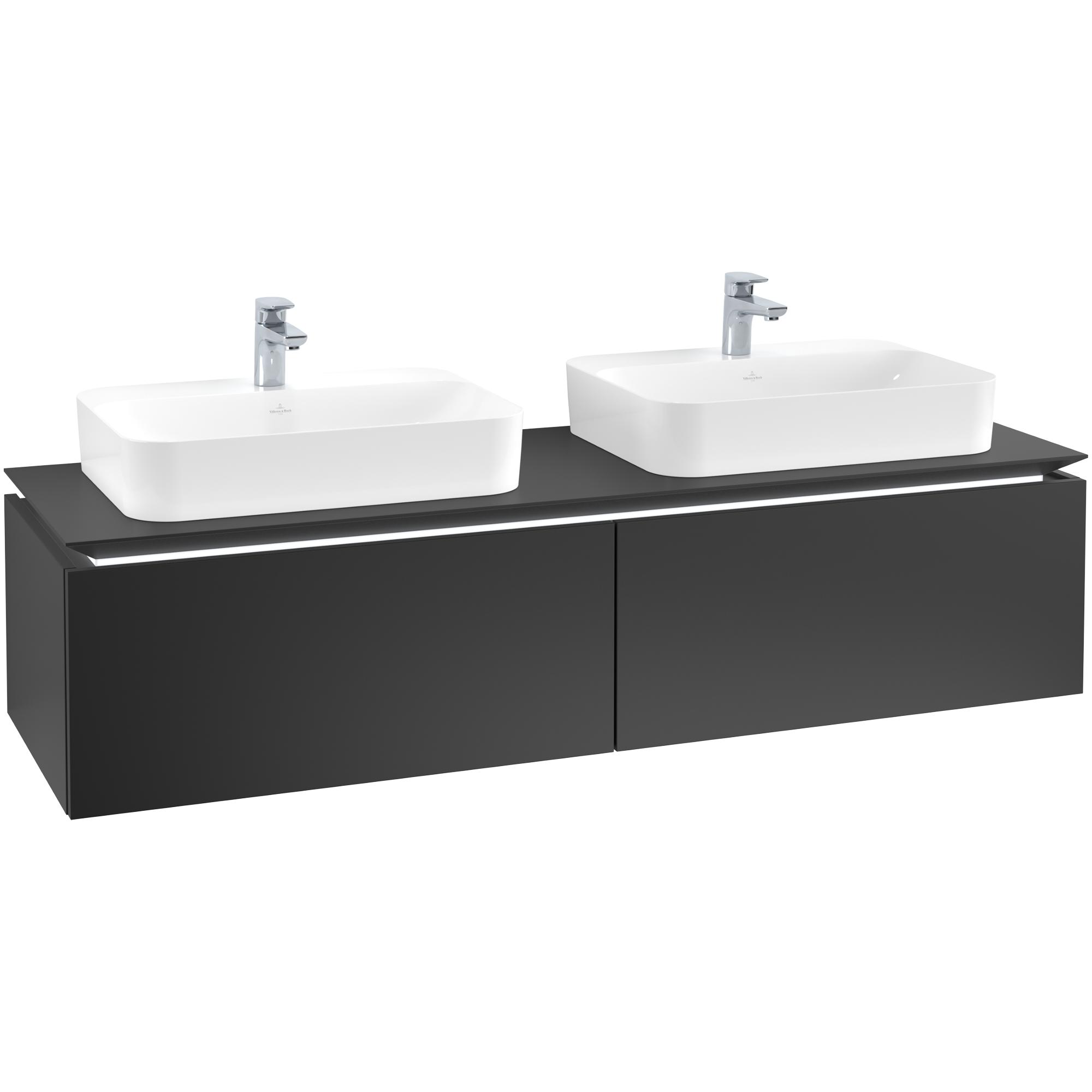 Tvättställsskåp Villeroy & Boch Legato Kompakt 1600 med 2 Lådor för Två Ytmonterade Tvättställ från Finion & Memento