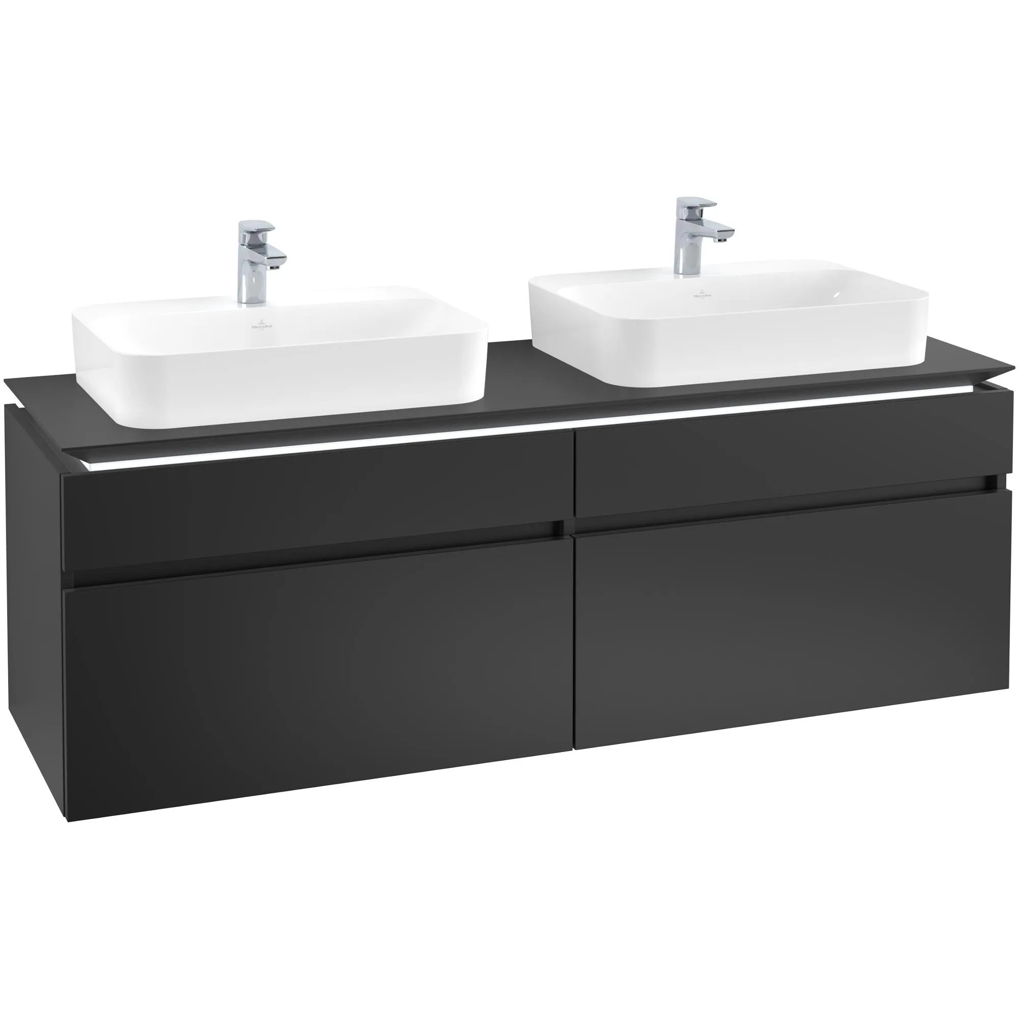 Tvättställsskåp Villeroy & Boch Legato 1600 med 4 Lådor för Två Ytmonterade Tvättställ från Finion & Memento