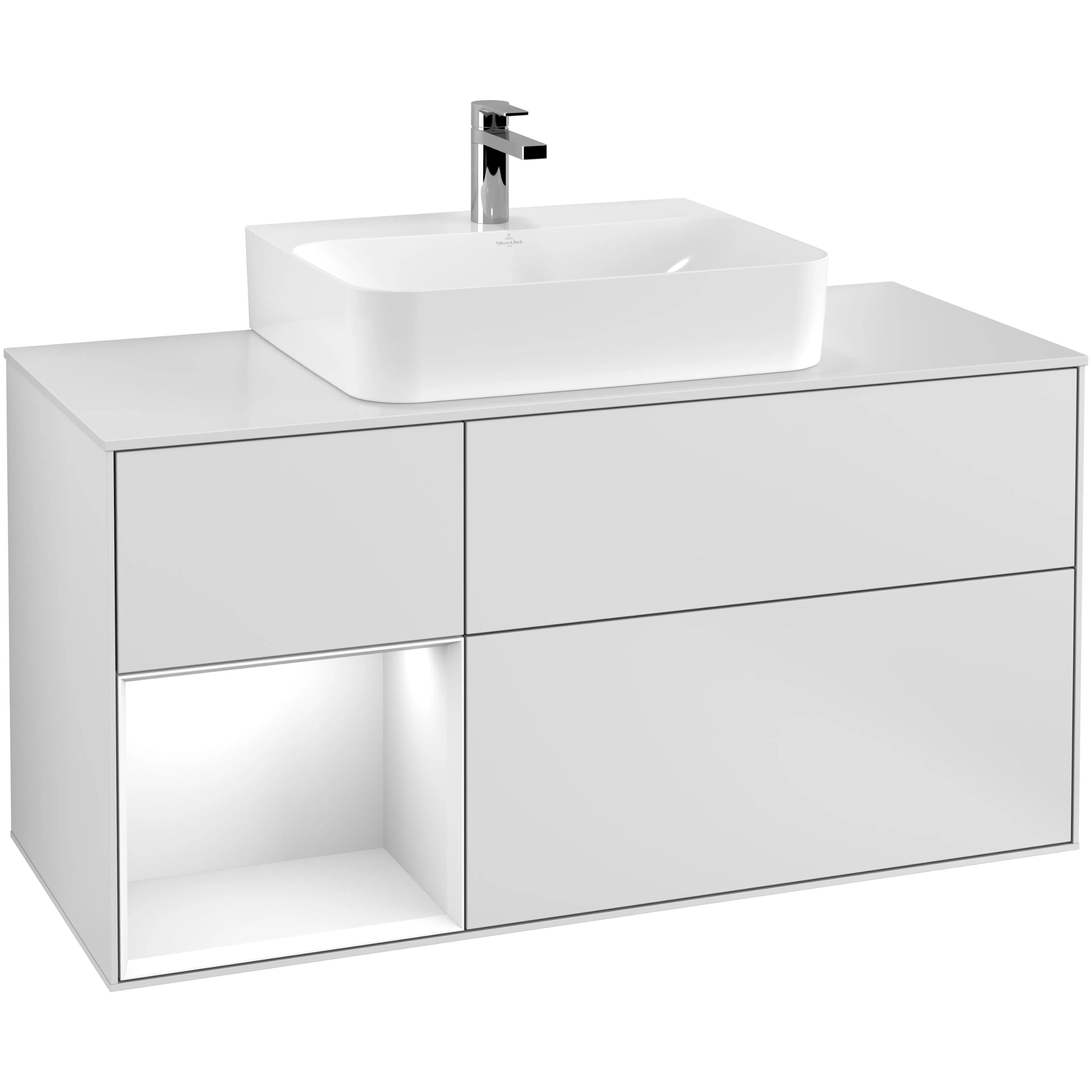 Tvättställsskåp Villeroy & Boch Finion med 3 Lådor Hylla och Bänkskiva för Centrerat Tvättställ