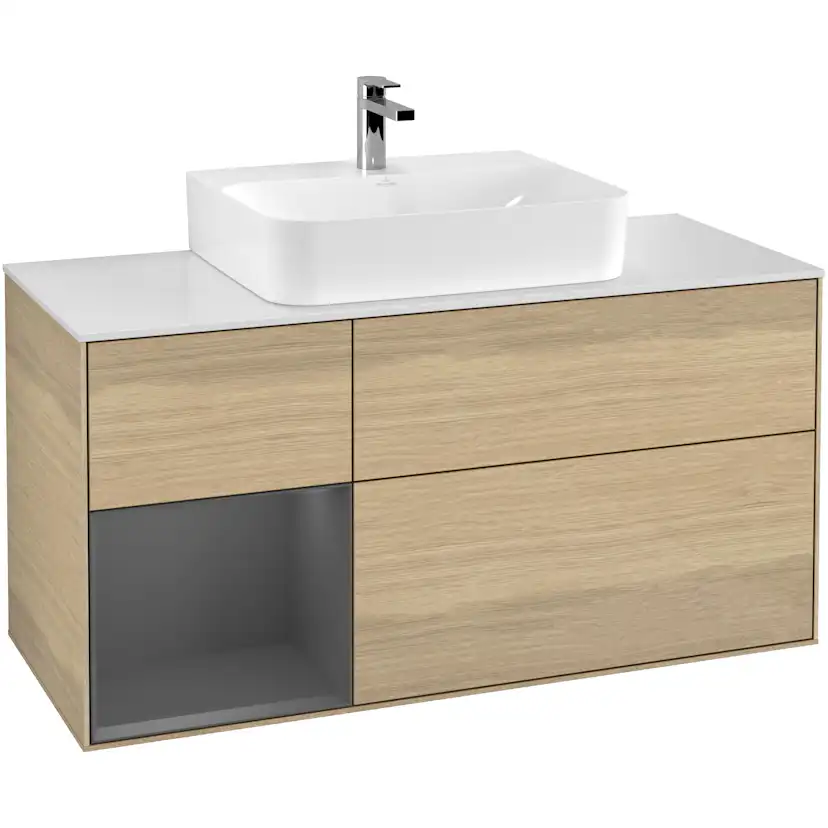 Tvättställsskåp Villeroy & Boch Finion med 3 Lådor Hylla och Bänkskiva för Centrerat Tvättställ