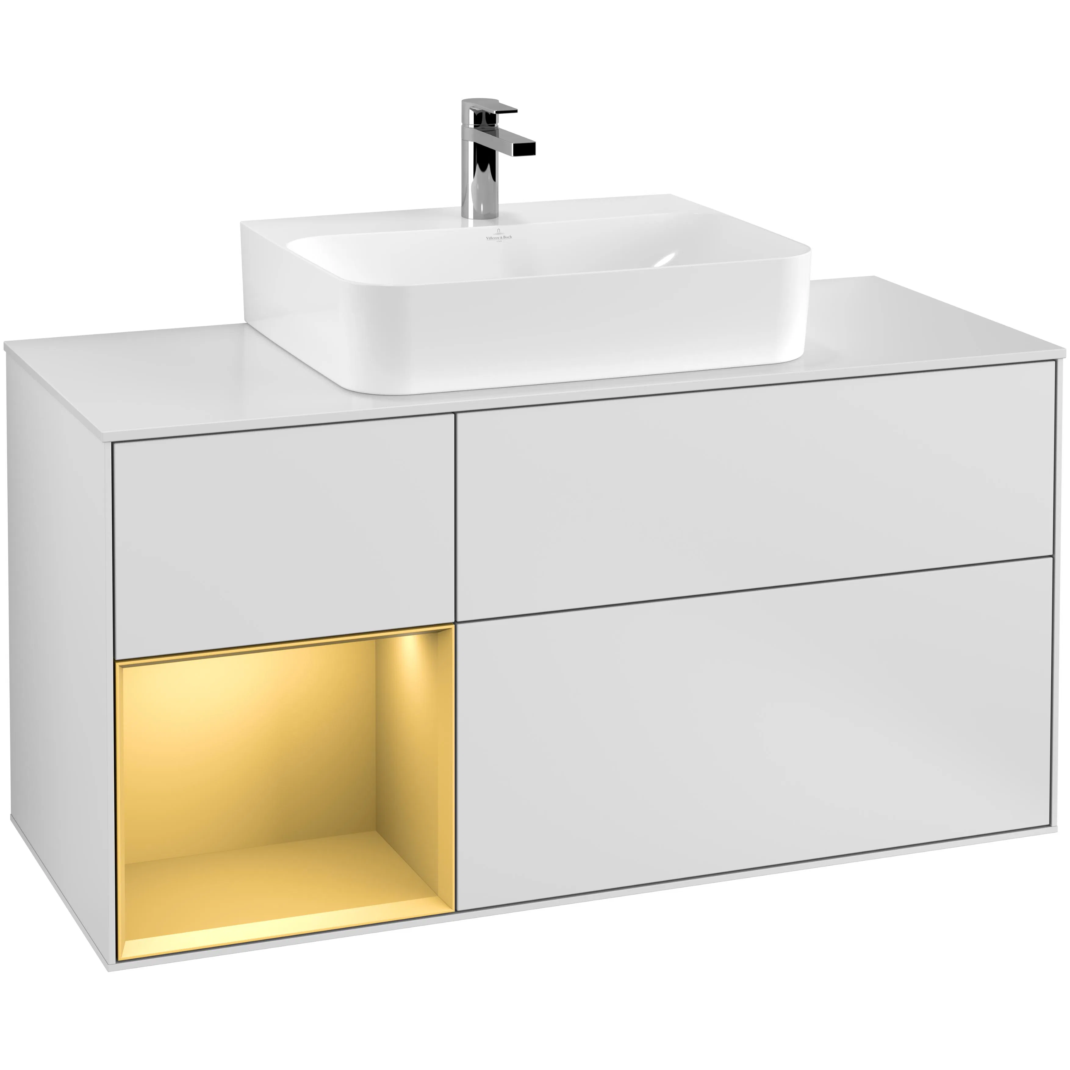 Tvättställsskåp Villeroy & Boch Finion med 3 Lådor Hylla och Bänkskiva för Centrerat Tvättställ