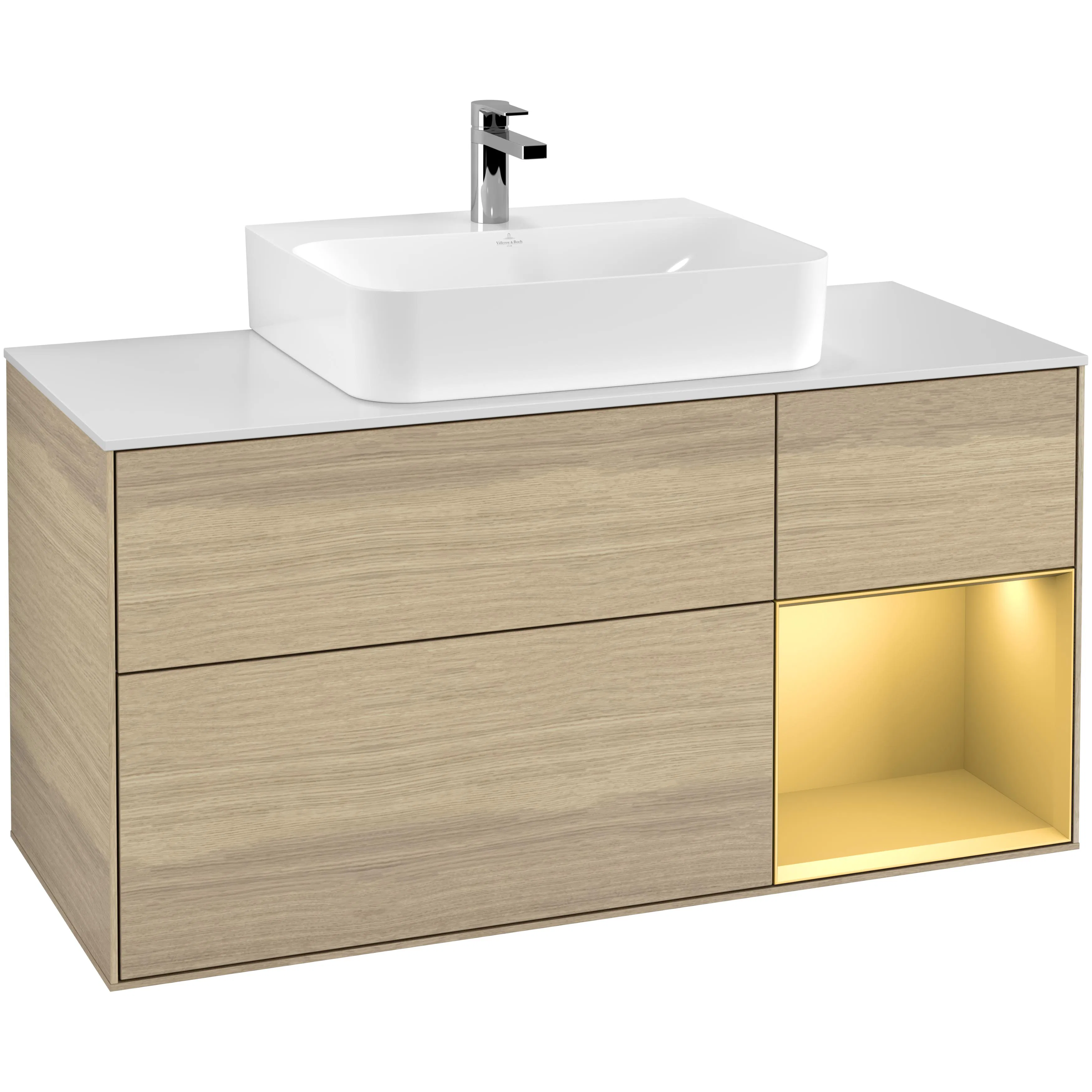 Tvättställsskåp Villeroy & Boch Finion med 3 Lådor Hylla och Bänkskiva för Centrerat Tvättställ