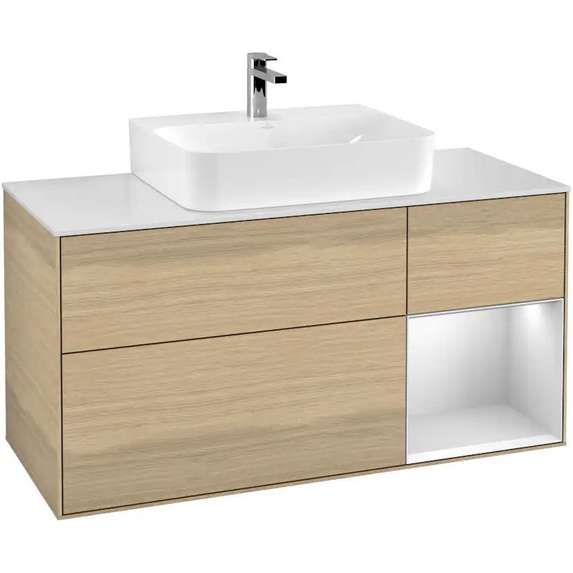 Tvättställsskåp Villeroy & Boch Finion med 3 Lådor Hylla och Bänkskiva för Centrerat Tvättställ