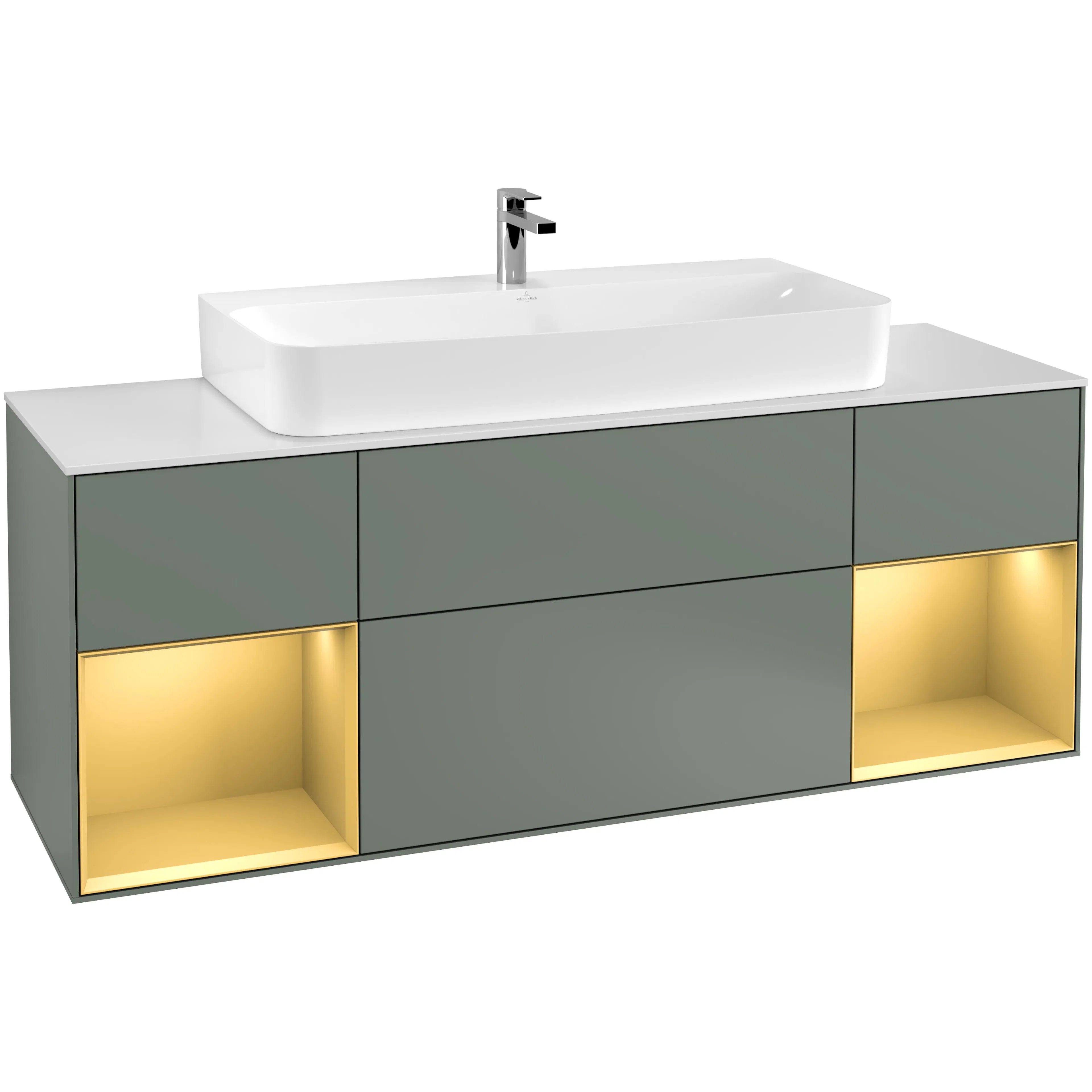 Tvättställsskåp Villeroy & Boch Finion med Två Hyllor och Bänkskiva för Centrerat Tvättställ