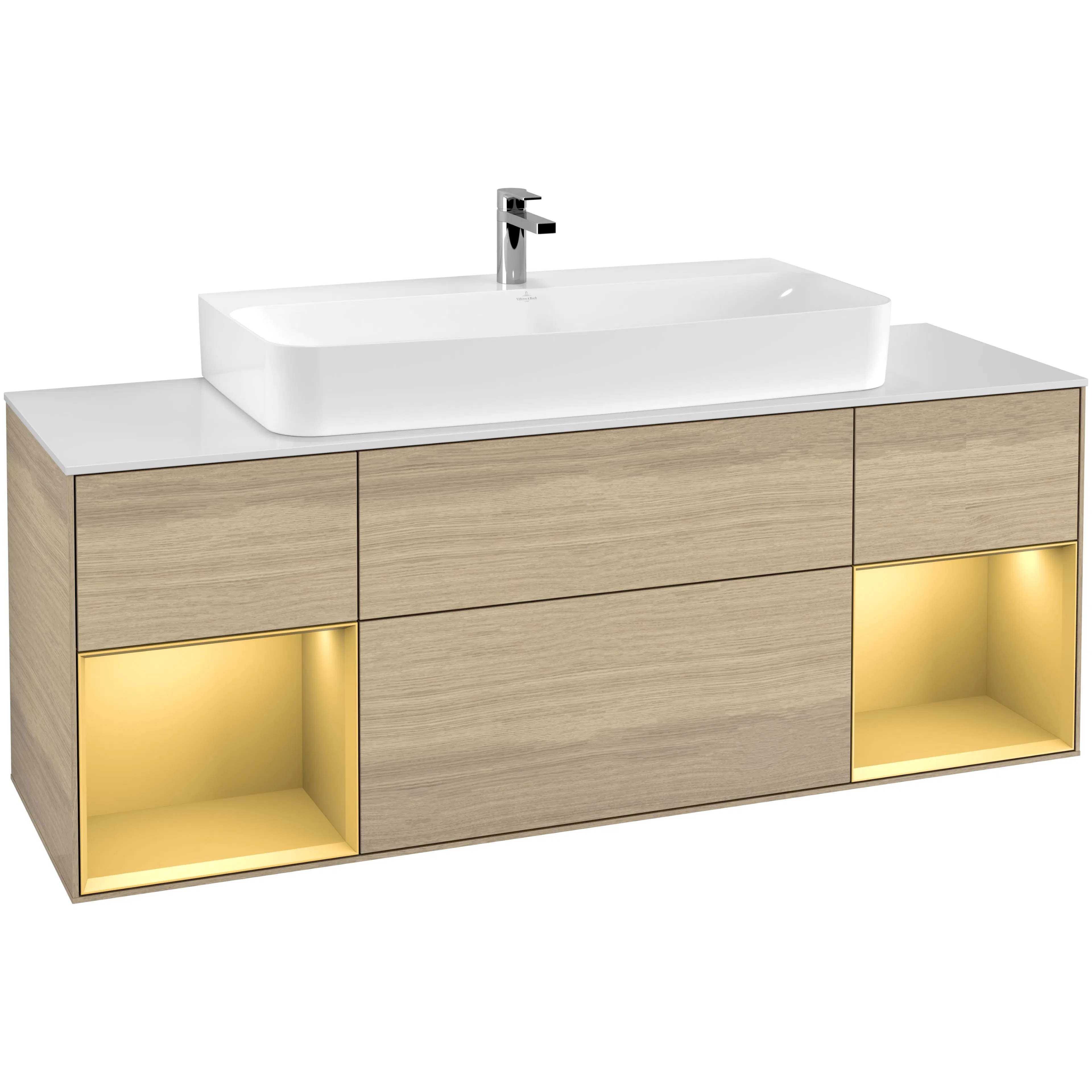 Tvättställsskåp Villeroy & Boch Finion med Två Hyllor och Bänkskiva för Centrerat Tvättställ