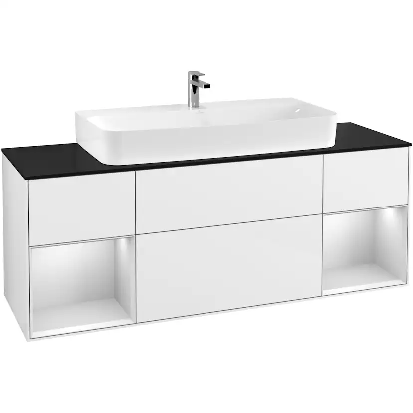 Tvättställsskåp Villeroy & Boch Finion med Två Hyllor och Bänkskiva för Centrerat Tvättställ