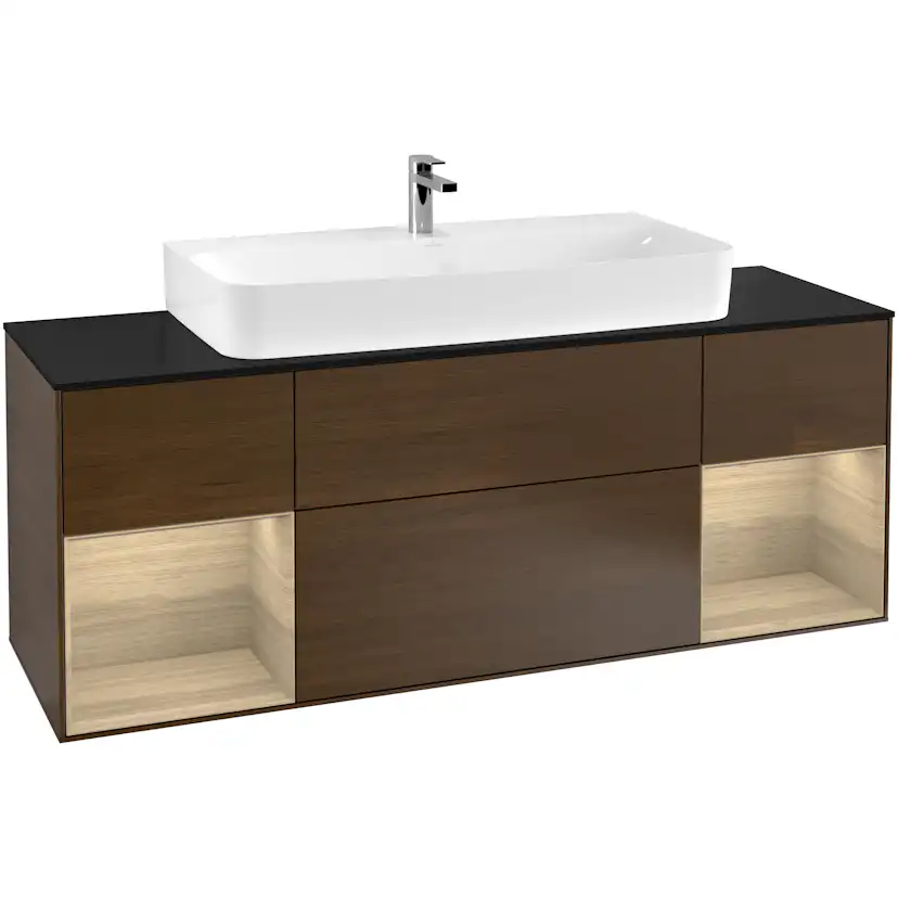 Tvättställsskåp Villeroy & Boch Finion med Två Hyllor och Bänkskiva för Centrerat Tvättställ