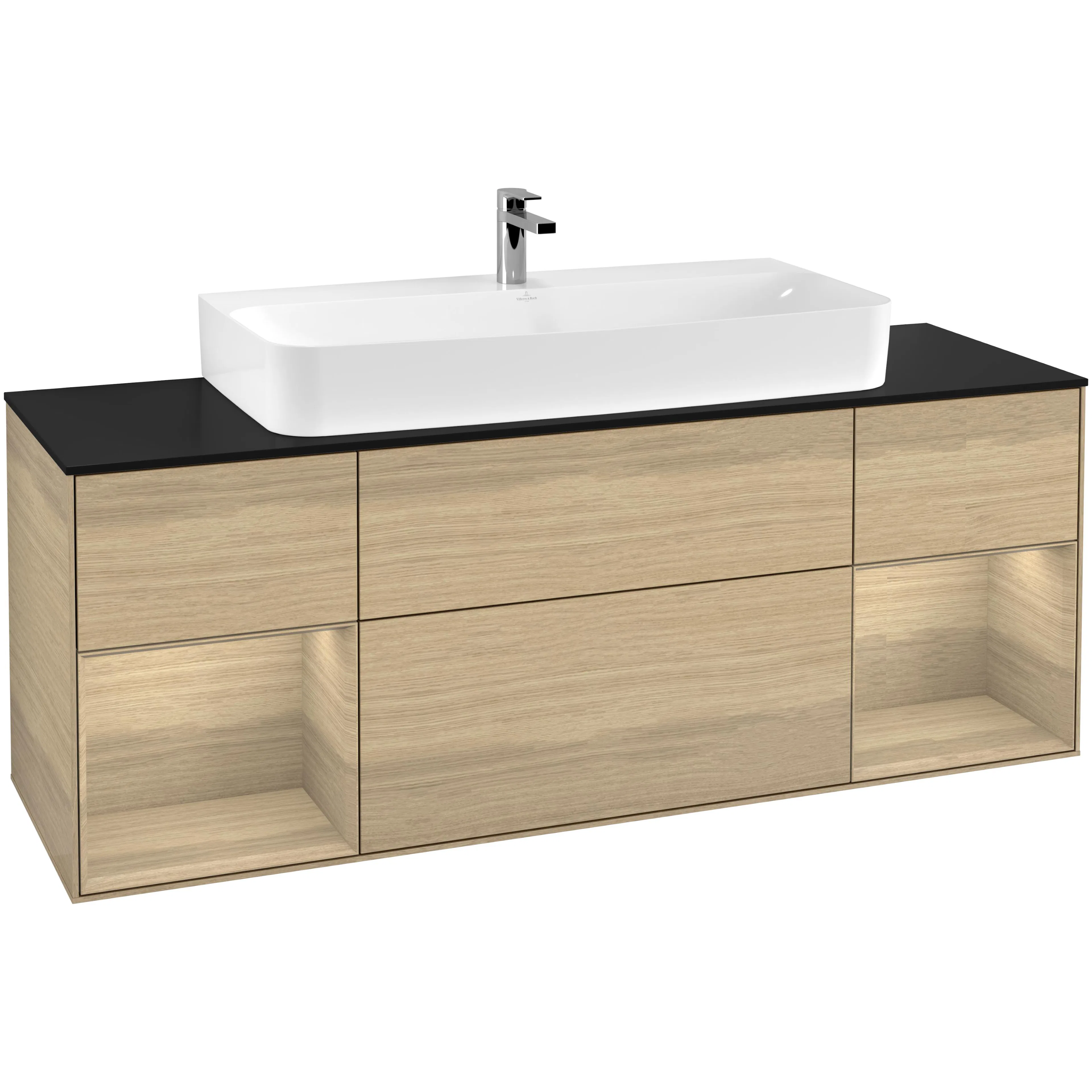 Tvättställsskåp Villeroy & Boch Finion med Två Hyllor och Bänkskiva för Centrerat Tvättställ