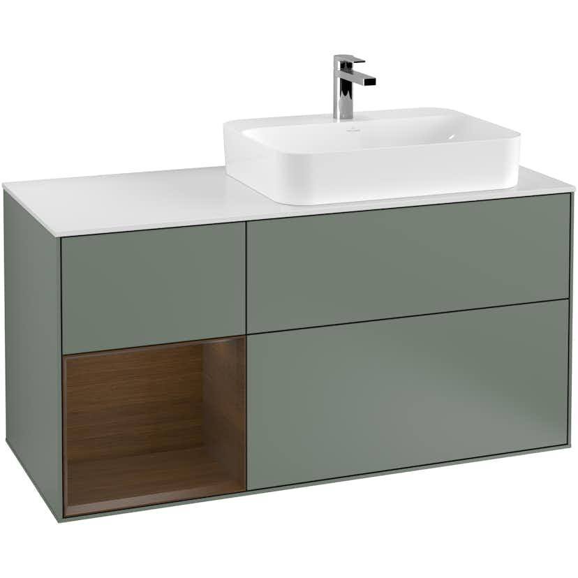 Tvättställsskåp Villeroy & Boch Finion med 3 Lådor Hylla och Bänkskiva för Ocentrerat Ytmonterat Tvättställ