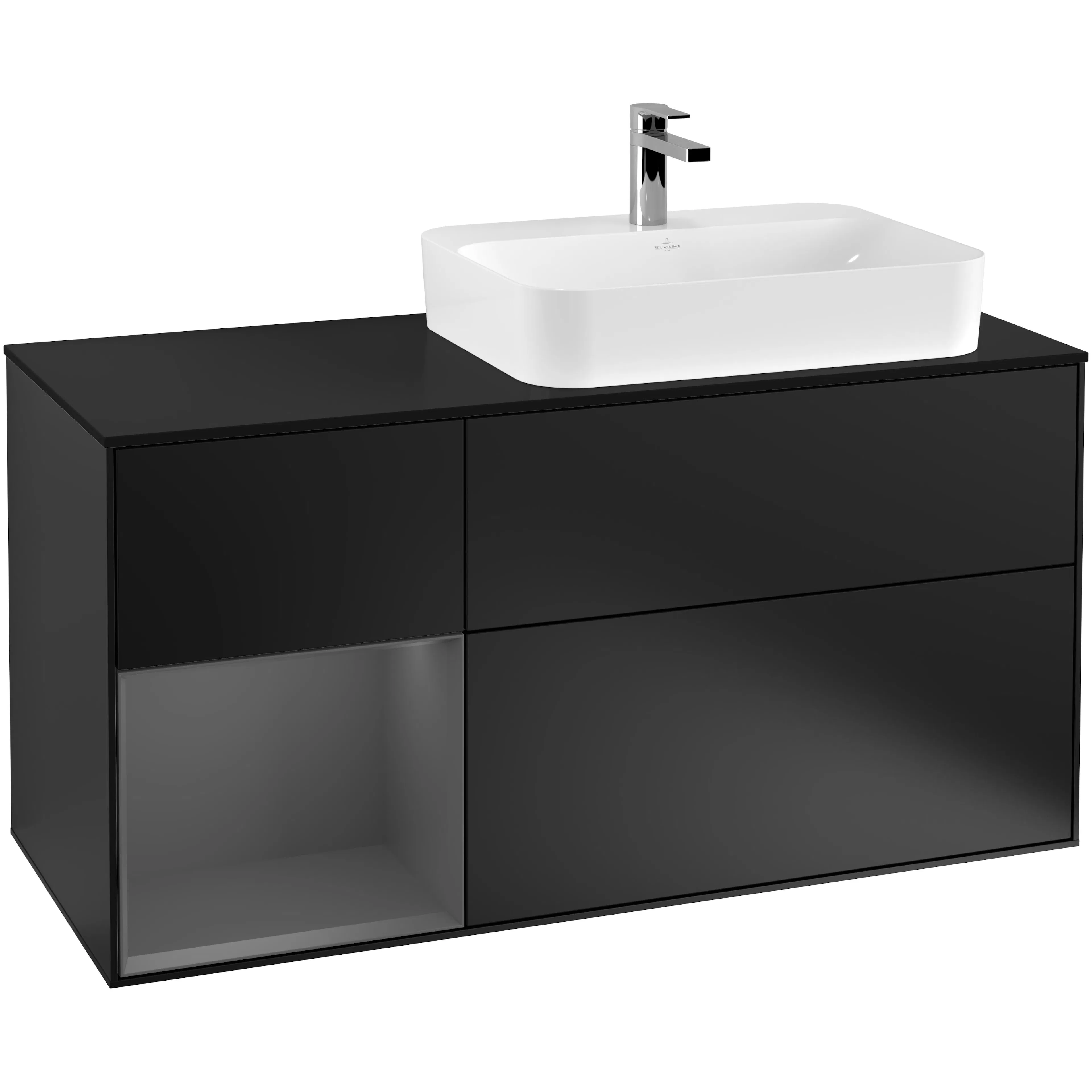 Tvättställsskåp Villeroy & Boch Finion med 3 Lådor Hylla och Bänkskiva för Ocentrerat Ytmonterat Tvättställ