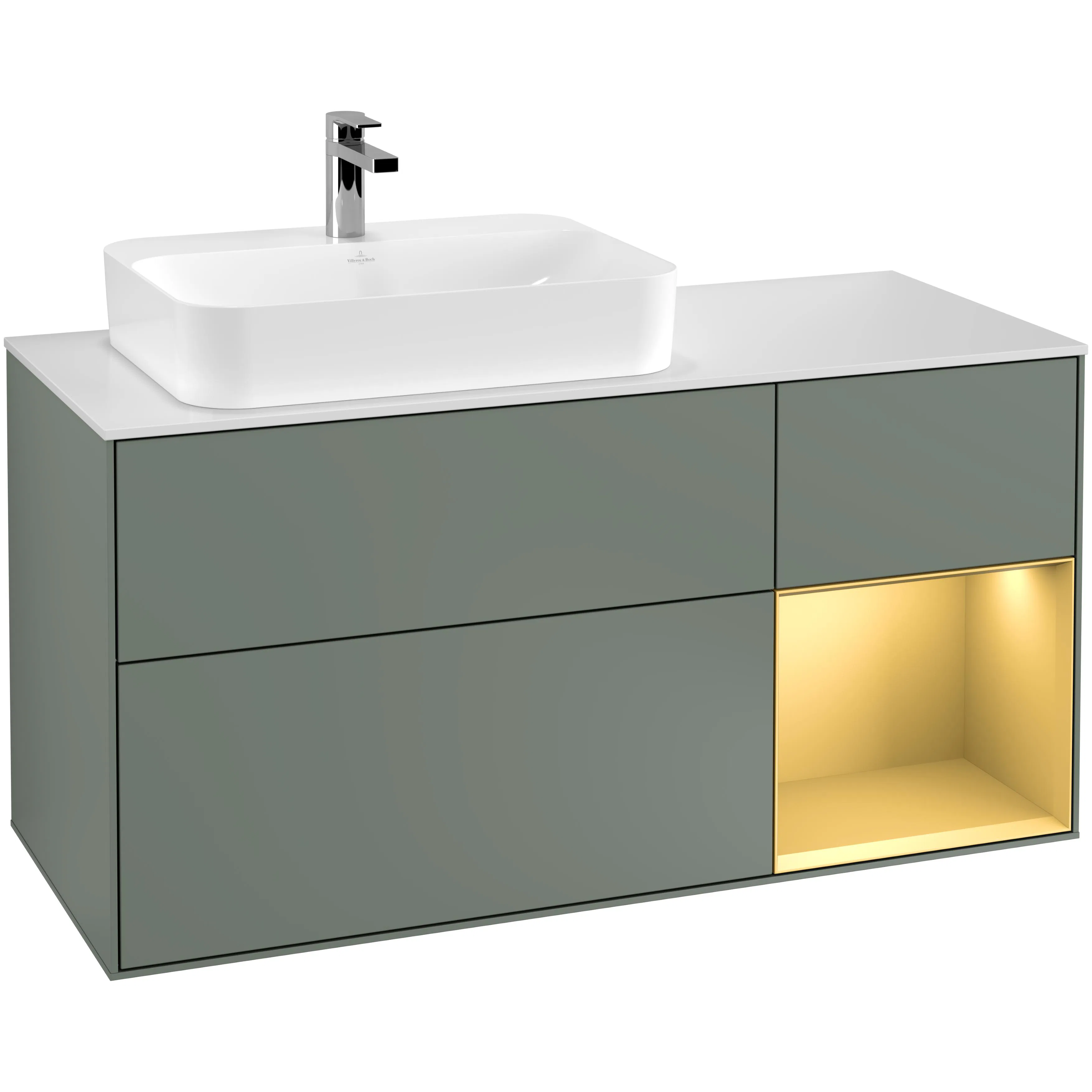 Tvättställsskåp Villeroy & Boch Finion med 3 Lådor Hylla och Bänkskiva för Ocentrerat Ytmonterat Tvättställ