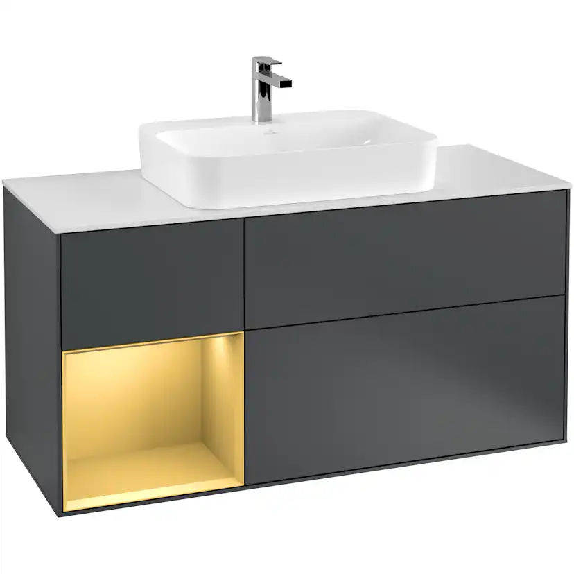 Tvättställsskåp Villeroy & Boch Finion med 3 Lådor Hylla och Bänkskiva för Ytmonterat Tvättställ