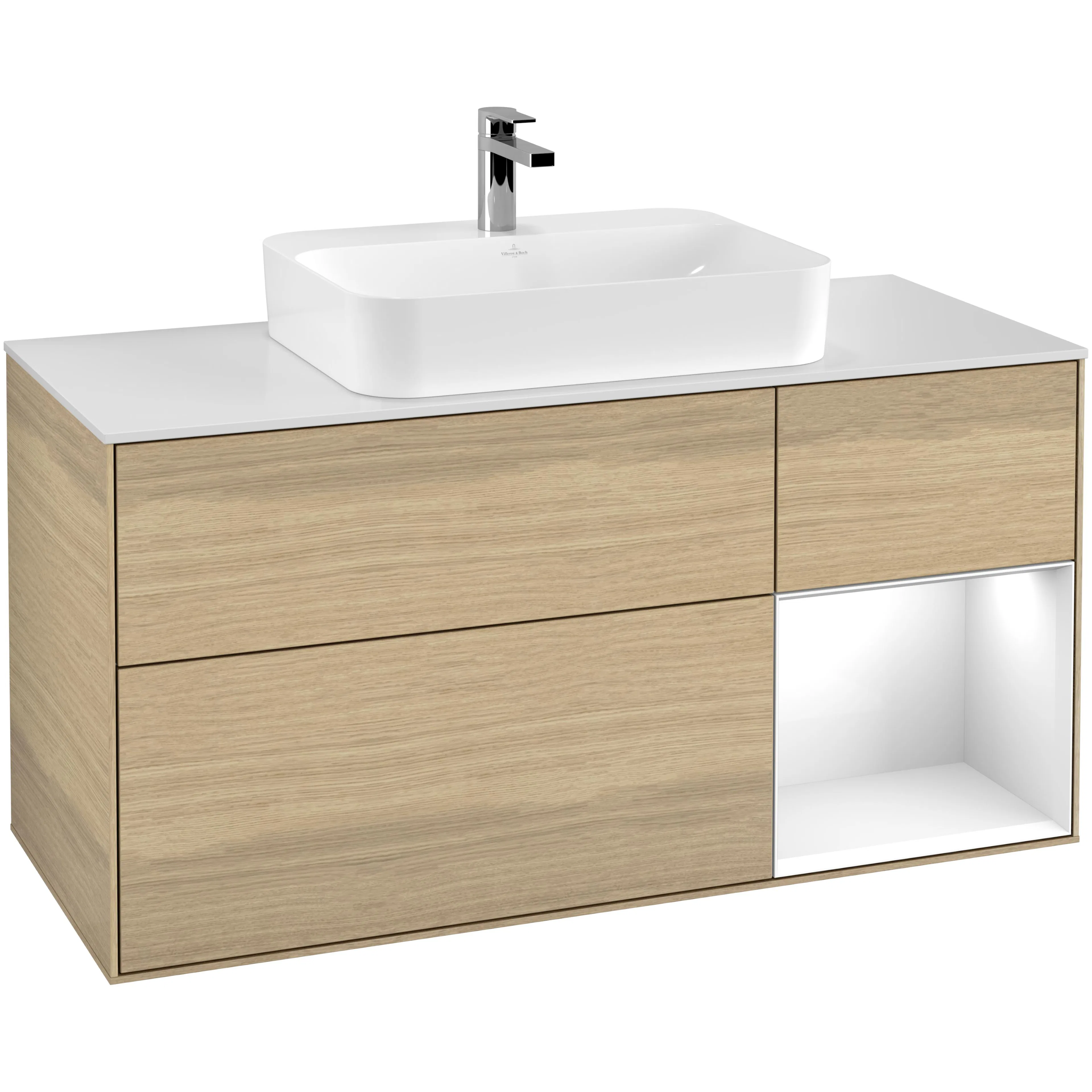 Tvättställsskåp Villeroy & Boch Finion med 3 Lådor Hylla och Bänkskiva för Ytmonterat Tvättställ