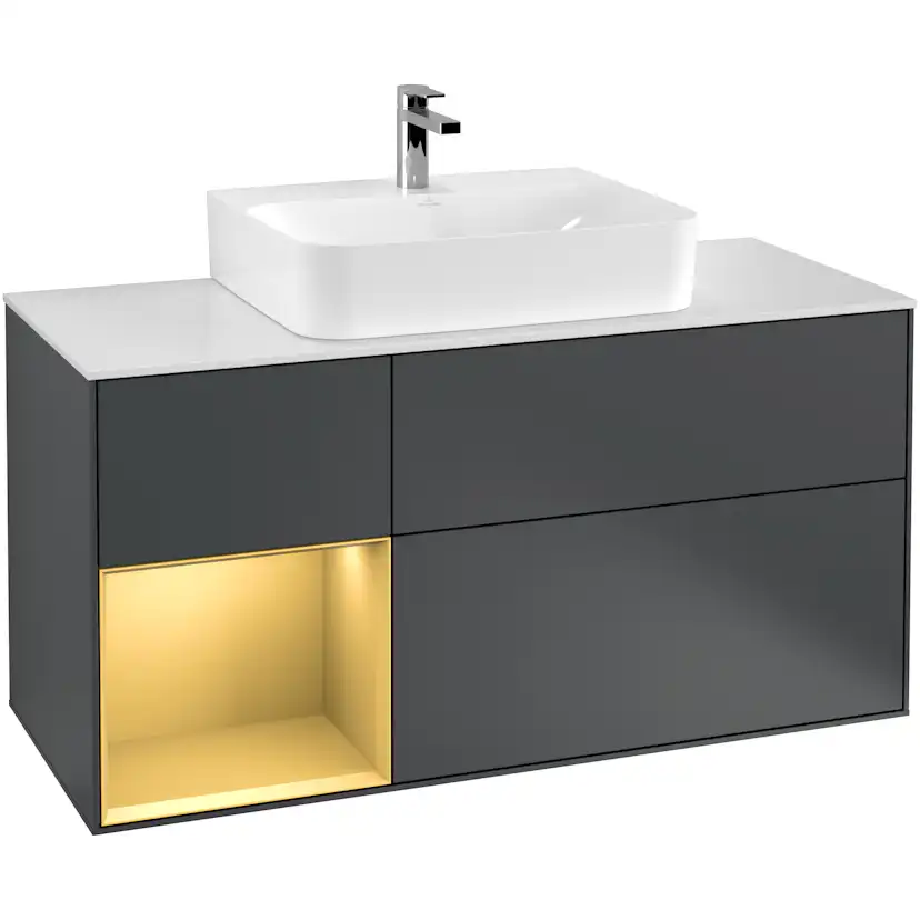 Tvättställsskåp Villeroy & Boch Finion med 3 Lådor Hylla och Bänkskiva för Centrerat Tvättställ