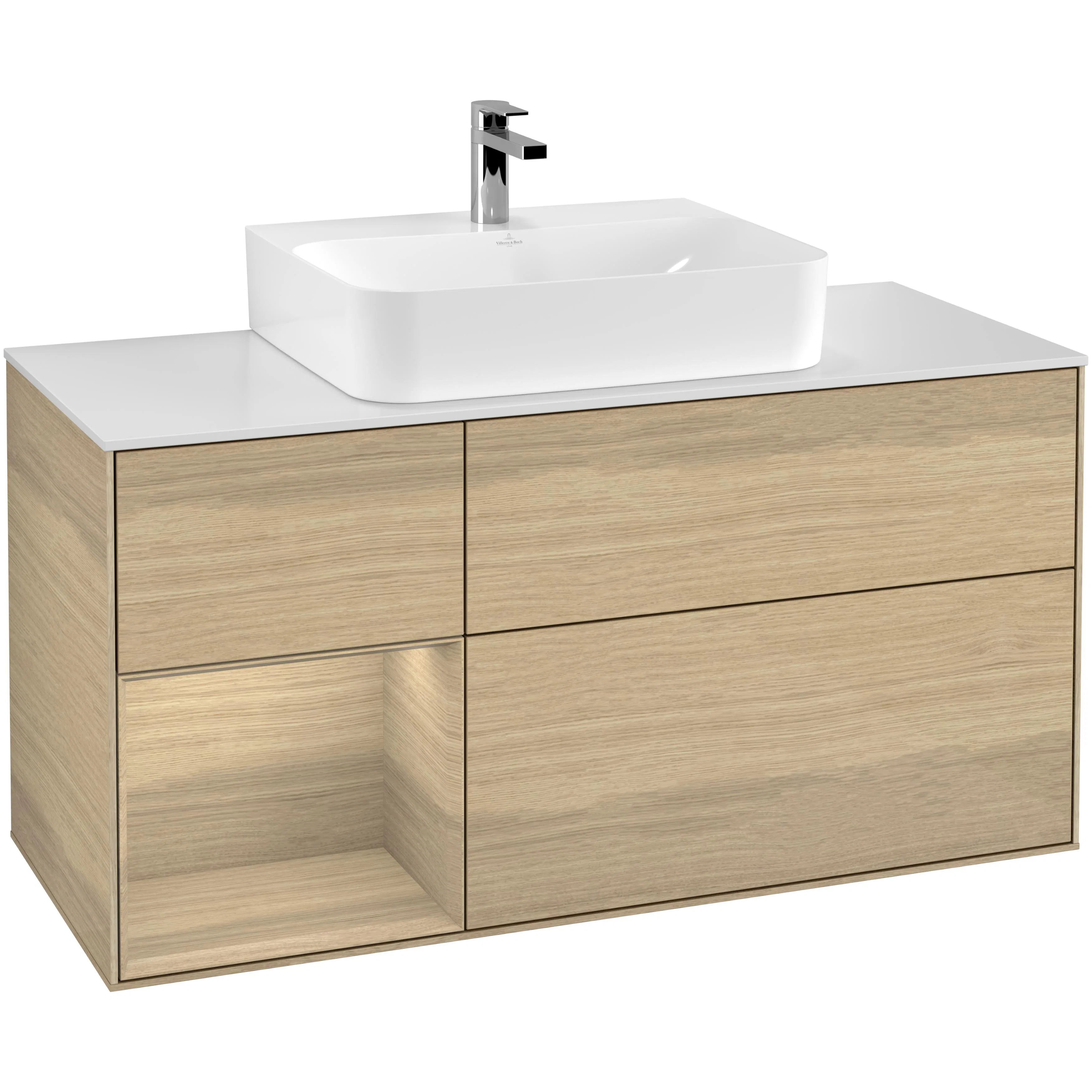 Tvättställsskåp Villeroy & Boch Finion med 3 Lådor Hylla och Bänkskiva för Centrerat Tvättställ