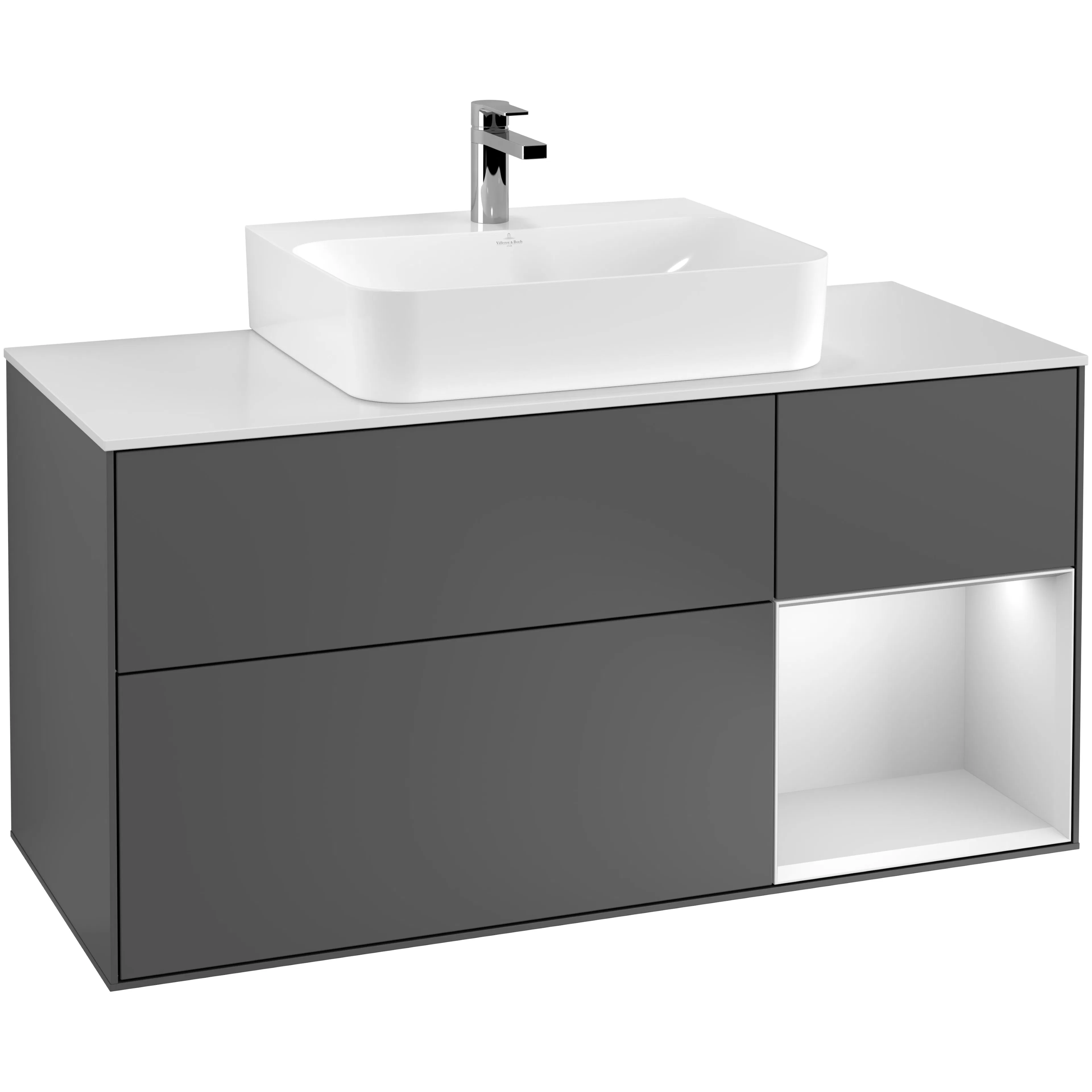 Tvättställsskåp Villeroy & Boch Finion med 3 Lådor Hylla och Bänkskiva för Centrerat Tvättställ