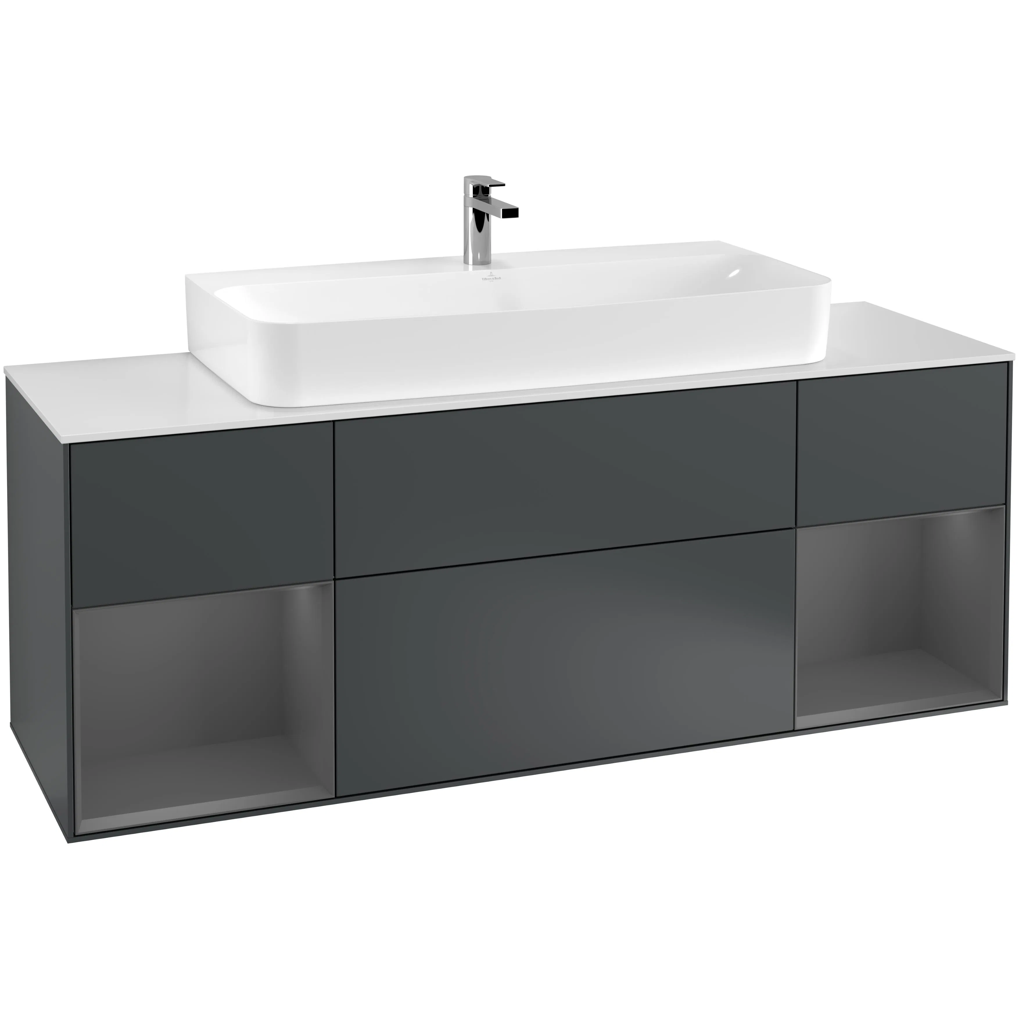 Tvättställsskåp Villeroy & Boch Finion med Två Hyllor och Bänkskiva för Centrerat Tvättställ