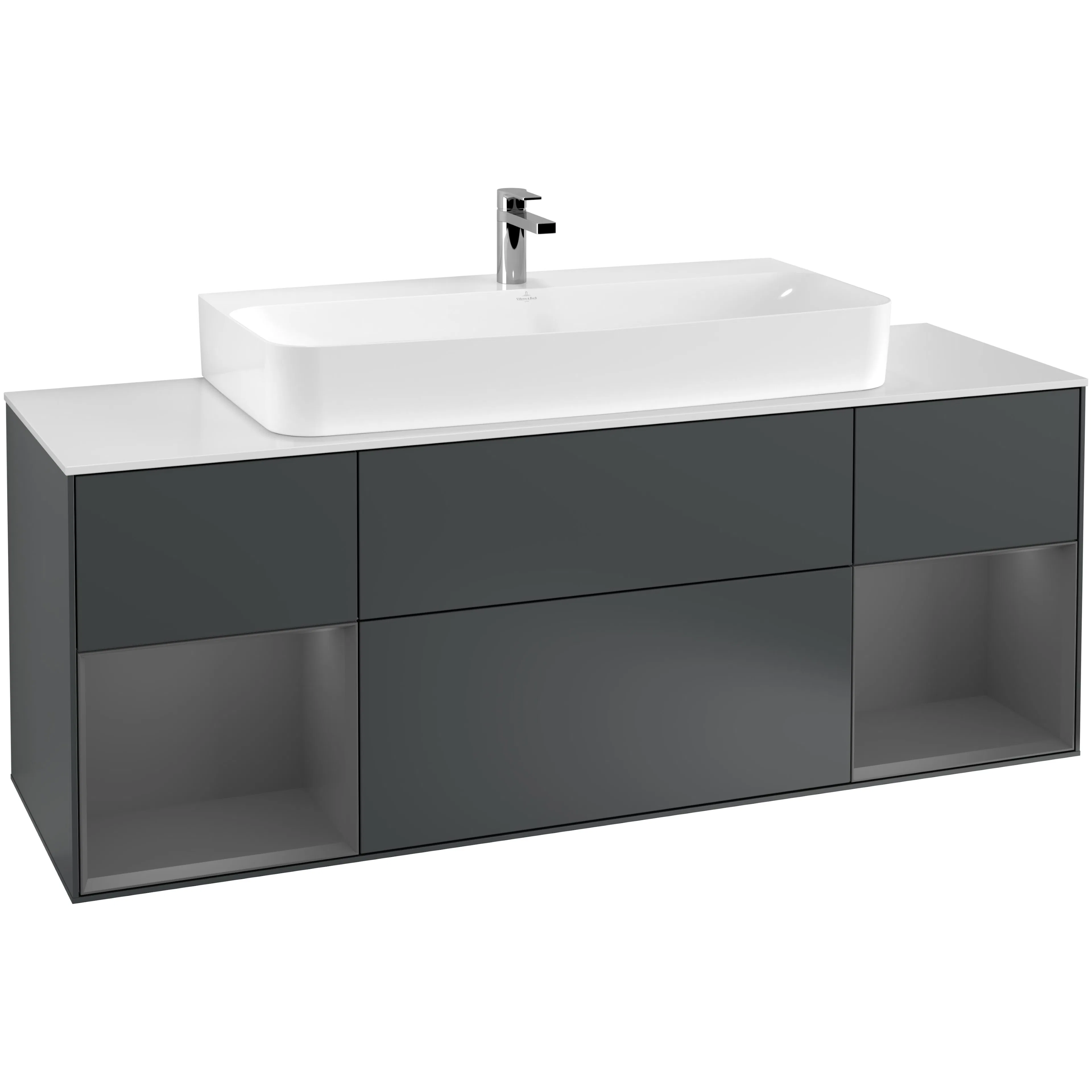 Tvättställsskåp Villeroy & Boch Finion med Två Hyllor och Bänkskiva för Centrerat Tvättställ