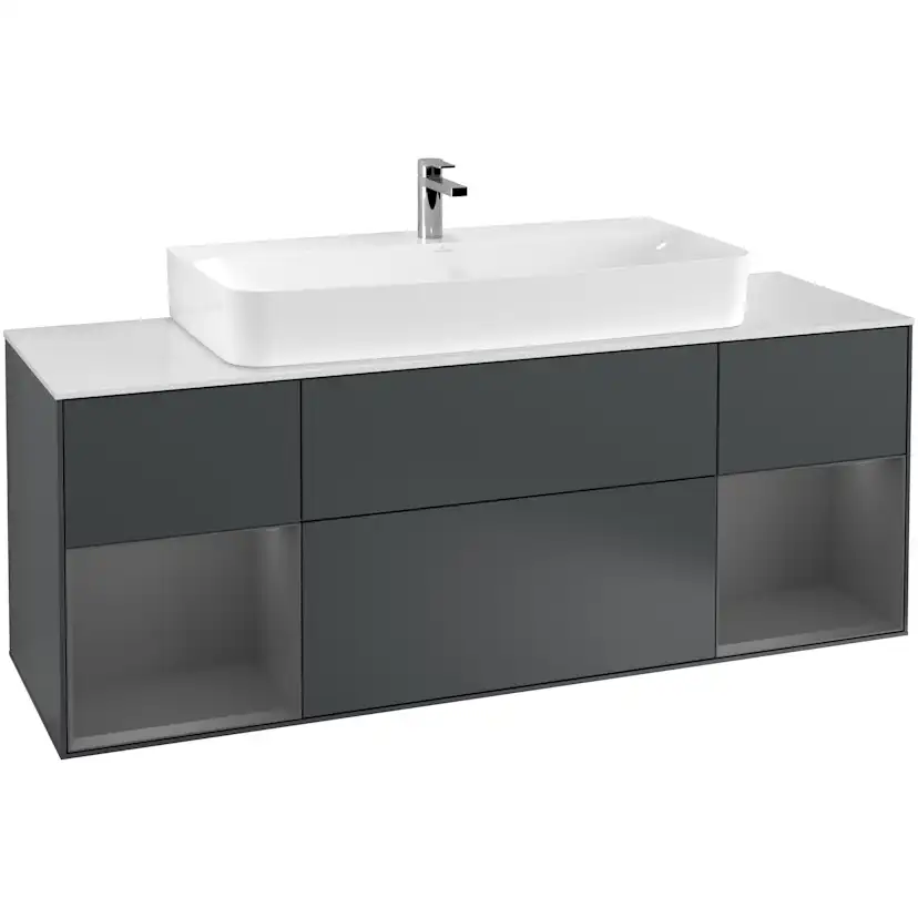 Tvättställsskåp Villeroy & Boch Finion med Två Hyllor och Bänkskiva för Centrerat Tvättställ