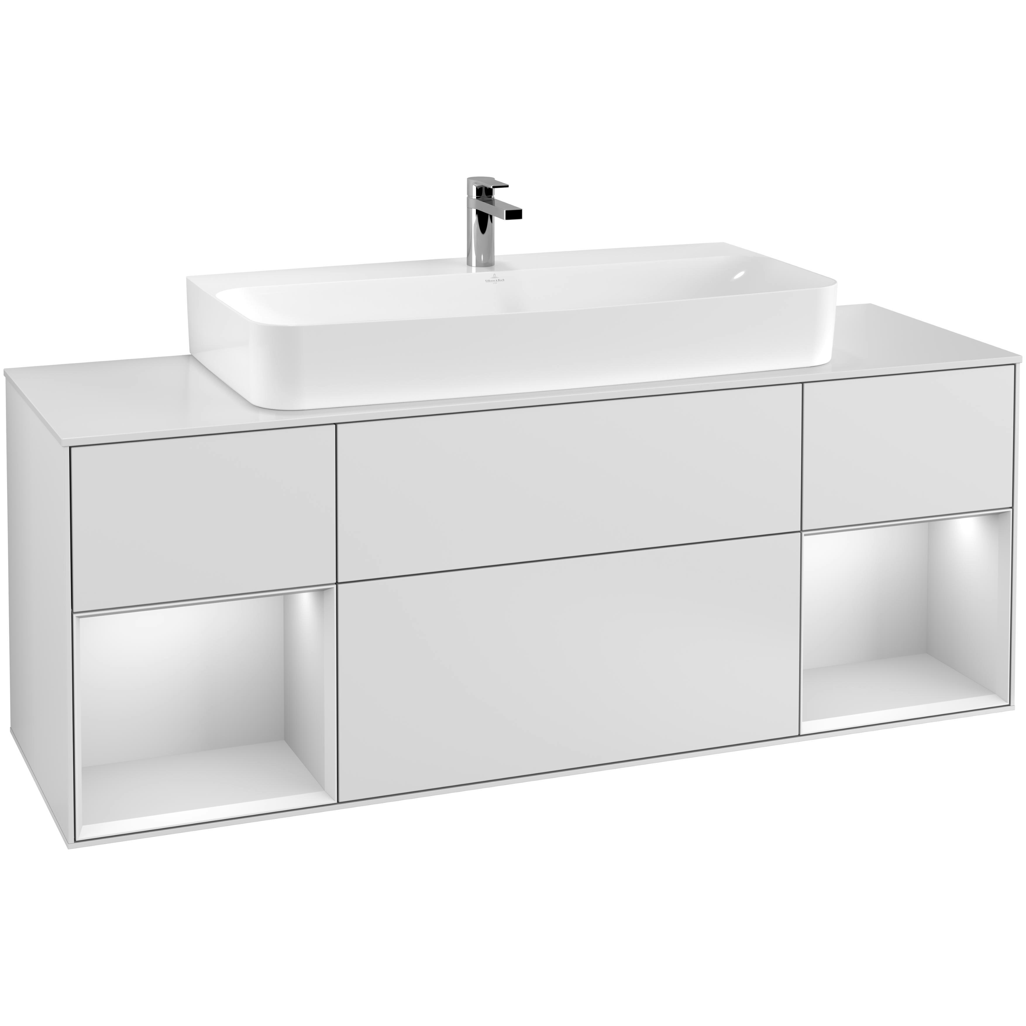 Tvättställsskåp Villeroy & Boch Finion med Två Hyllor och Bänkskiva för Centrerat Tvättställ