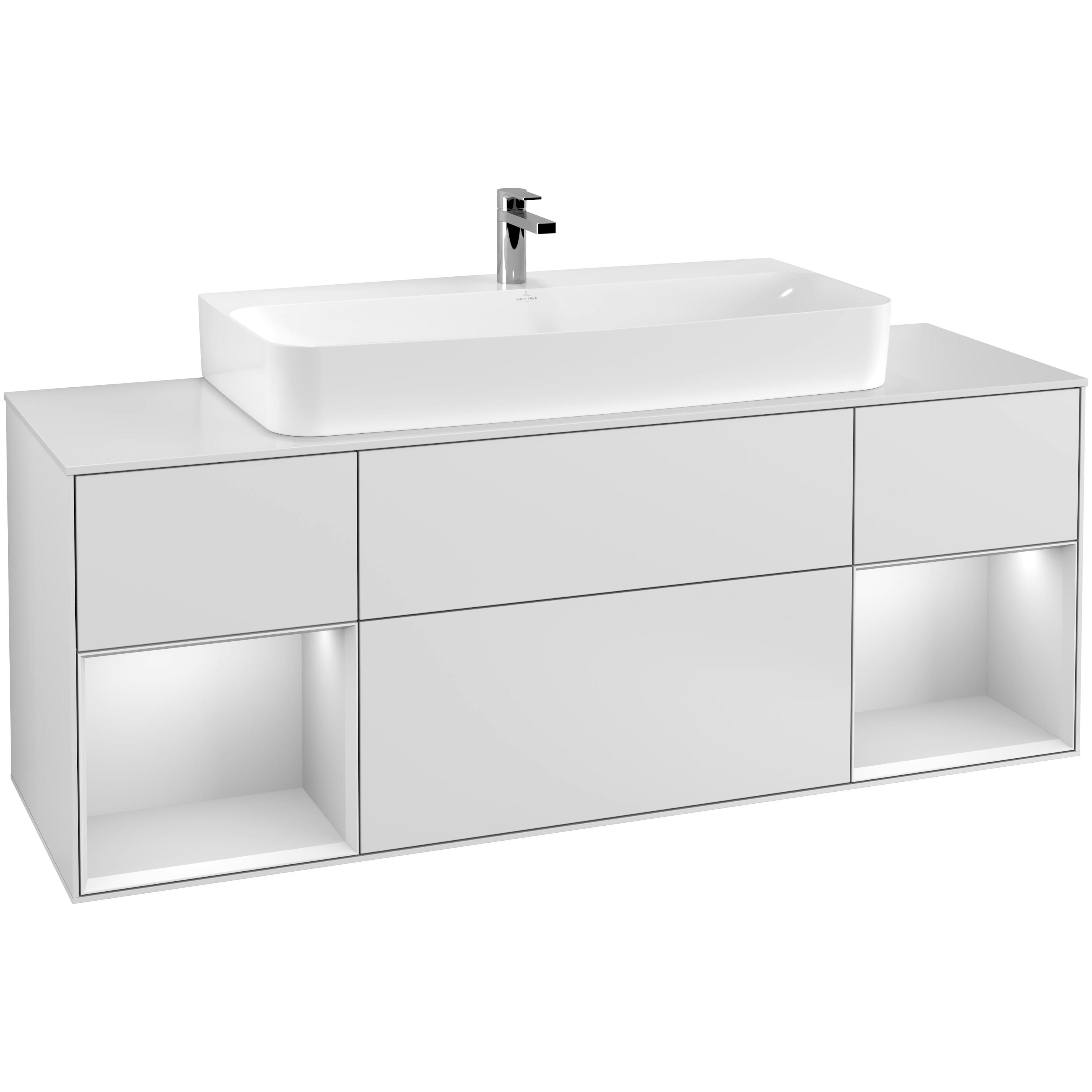 Tvättställsskåp Villeroy & Boch Finion med Två Hyllor och Bänkskiva för Centrerat Tvättställ