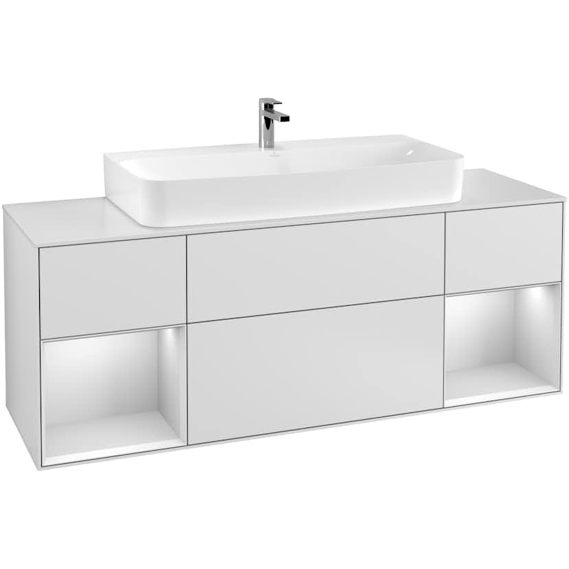 Tvättställsskåp Villeroy & Boch Finion med Två Hyllor och Bänkskiva för Centrerat Tvättställ