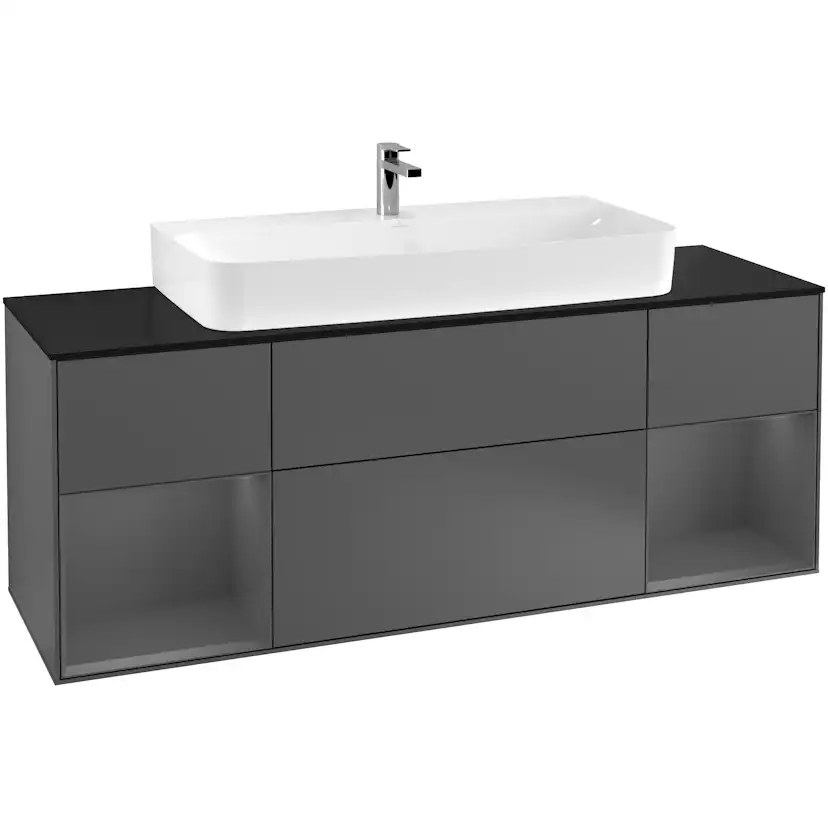 Tvättställsskåp Villeroy & Boch Finion med Två Hyllor och Bänkskiva för Centrerat Tvättställ