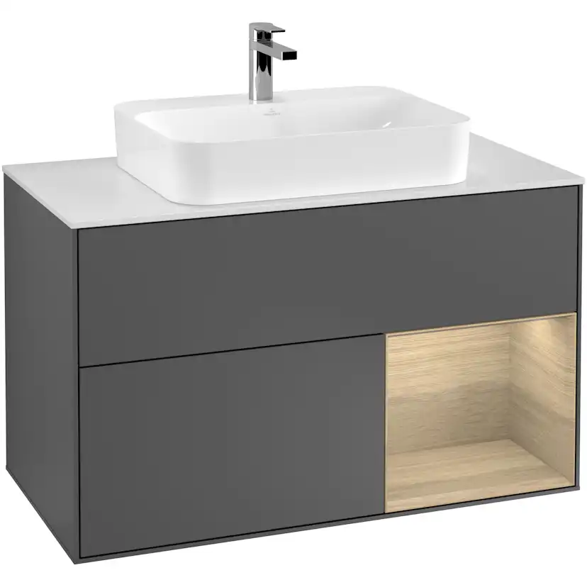 Tvättställsskåp Villeroy & Boch Finion med 2 Lådor Hylla och Bänkskiva för Ytmonterat Tvättställ