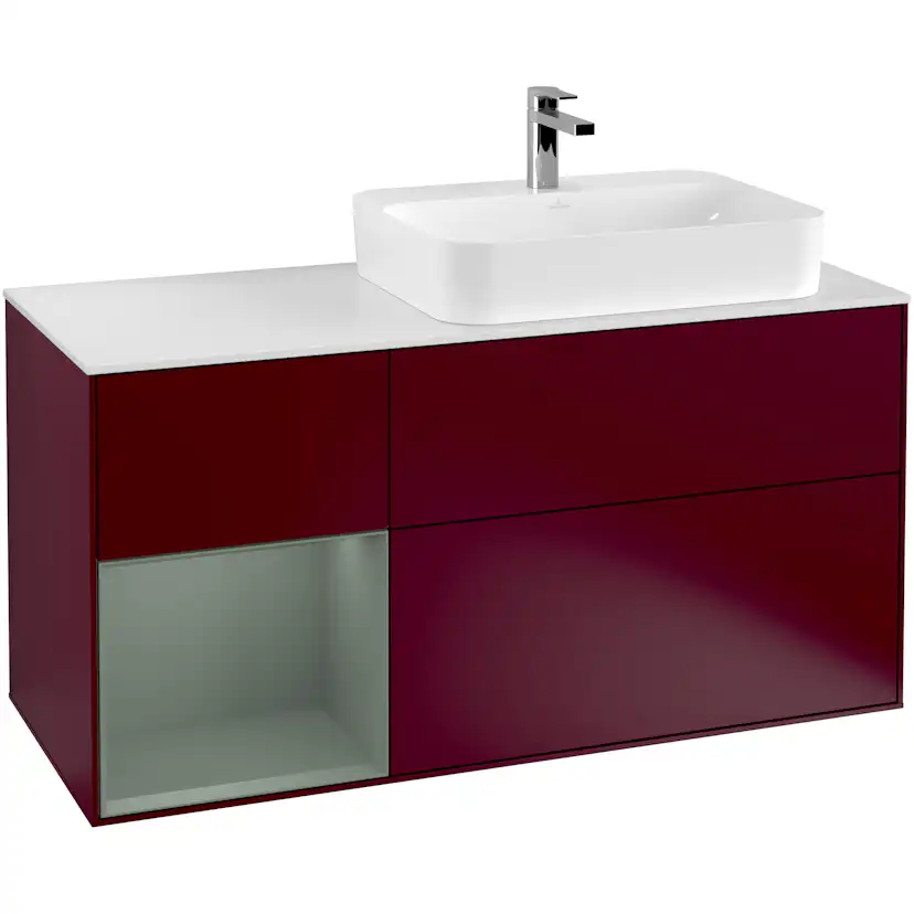 Tvättställsskåp Villeroy & Boch Finion med 3 Lådor Hylla och Bänkskiva för Ocentrerat Ytmonterat Tvättställ