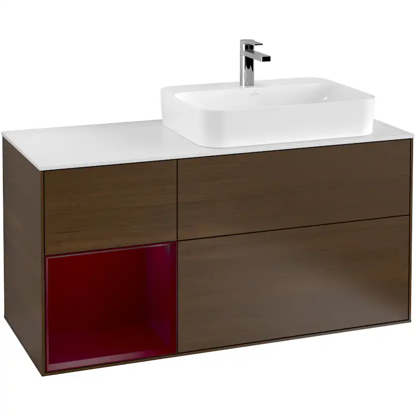 Tvättställsskåp Villeroy & Boch Finion med 3 Lådor Hylla och Bänkskiva för Ocentrerat Ytmonterat Tvättställ