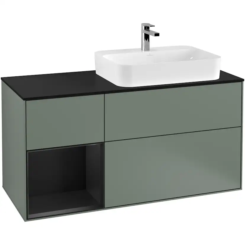 Tvättställsskåp Villeroy & Boch Finion med 3 Lådor Hylla och Bänkskiva för Ocentrerat Ytmonterat Tvättställ