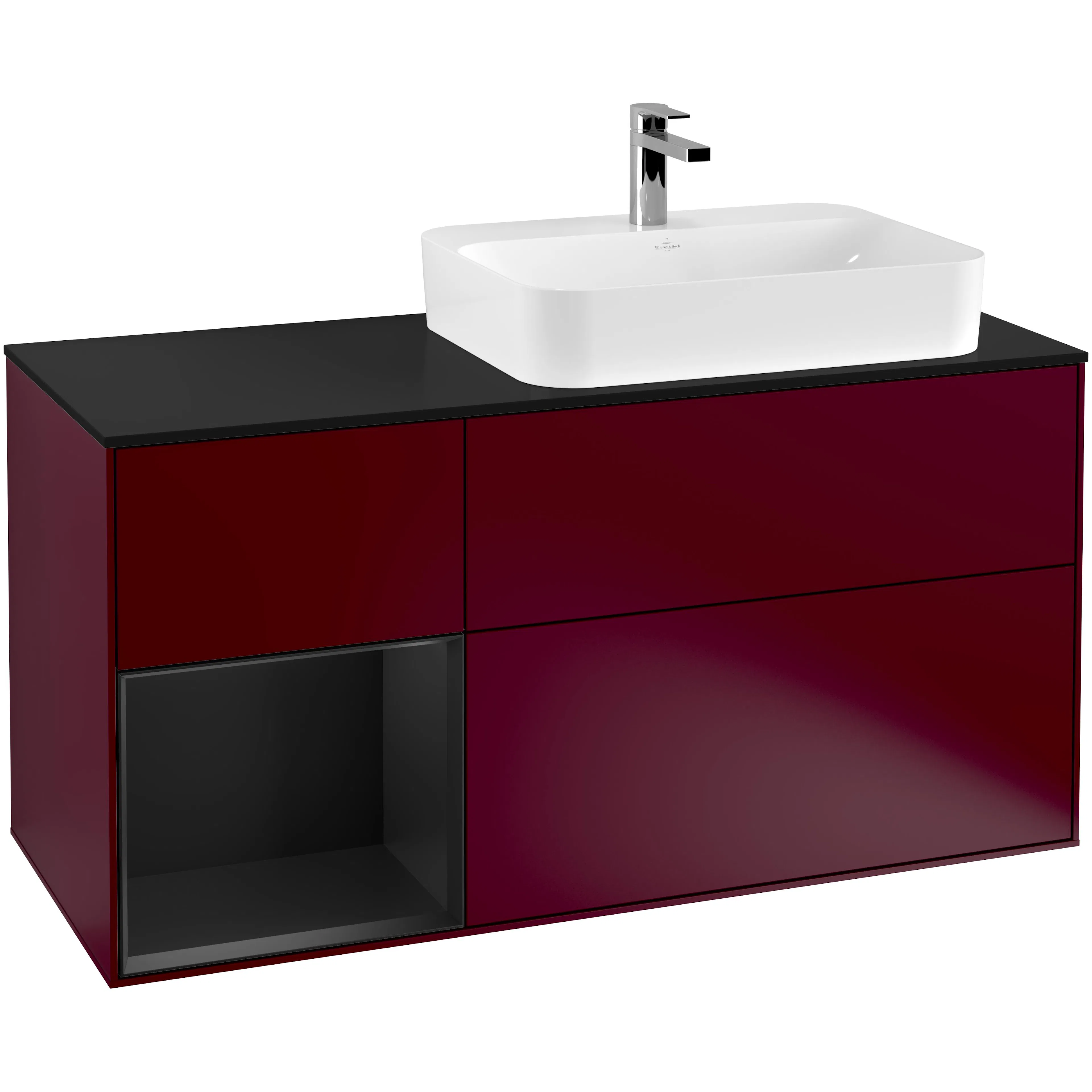 Tvättställsskåp Villeroy & Boch Finion med 3 Lådor Hylla och Bänkskiva för Ocentrerat Ytmonterat Tvättställ