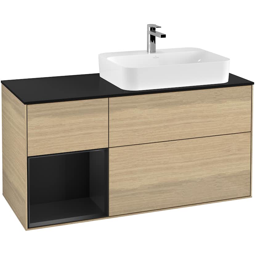 Tvättställsskåp Villeroy & Boch Finion med 3 Lådor Hylla och Bänkskiva för Ocentrerat Ytmonterat Tvättställ