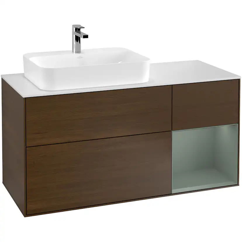 Tvättställsskåp Villeroy & Boch Finion med 3 Lådor Hylla och Bänkskiva för Ocentrerat Ytmonterat Tvättställ