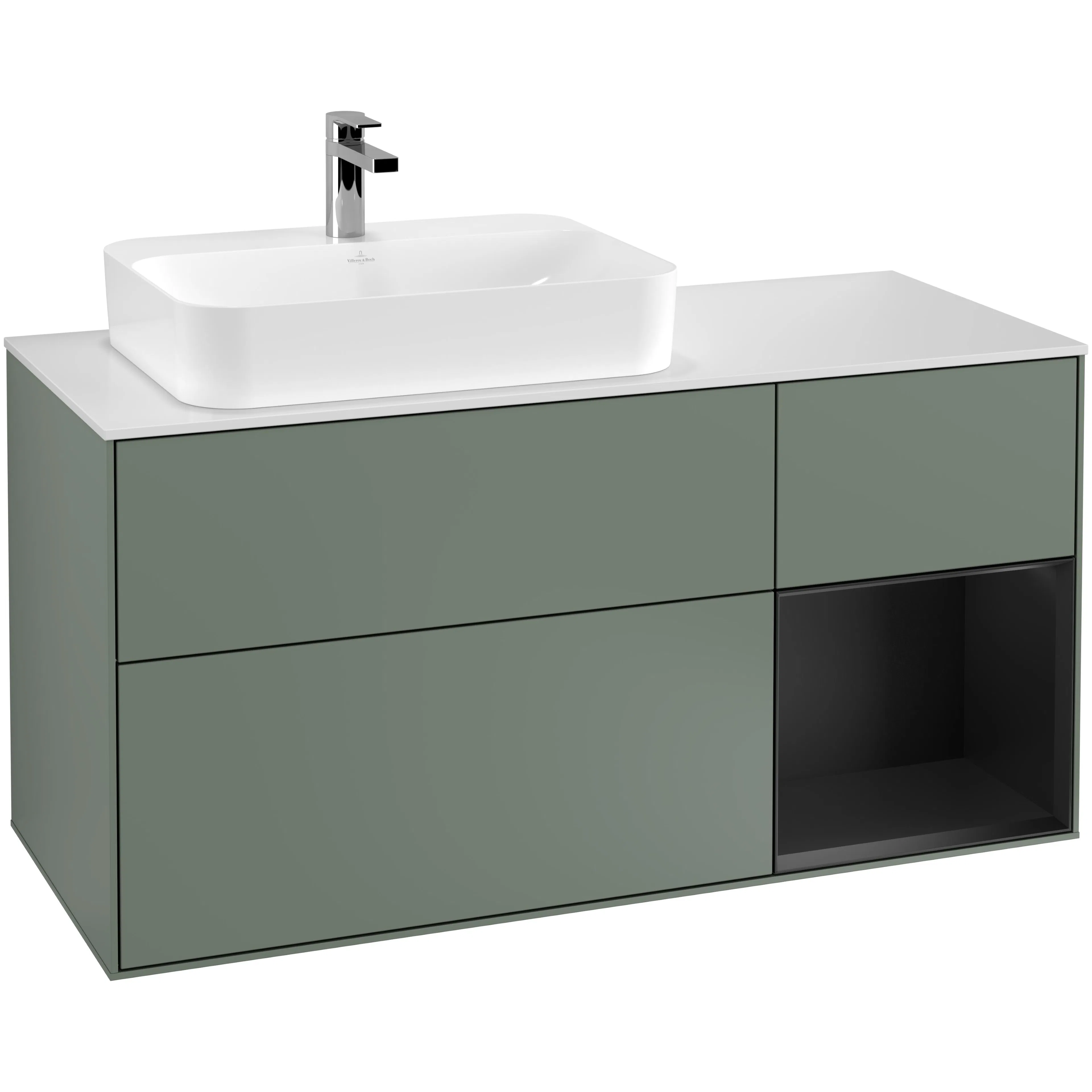 Tvättställsskåp Villeroy & Boch Finion med 3 Lådor Hylla och Bänkskiva för Ocentrerat Ytmonterat Tvättställ