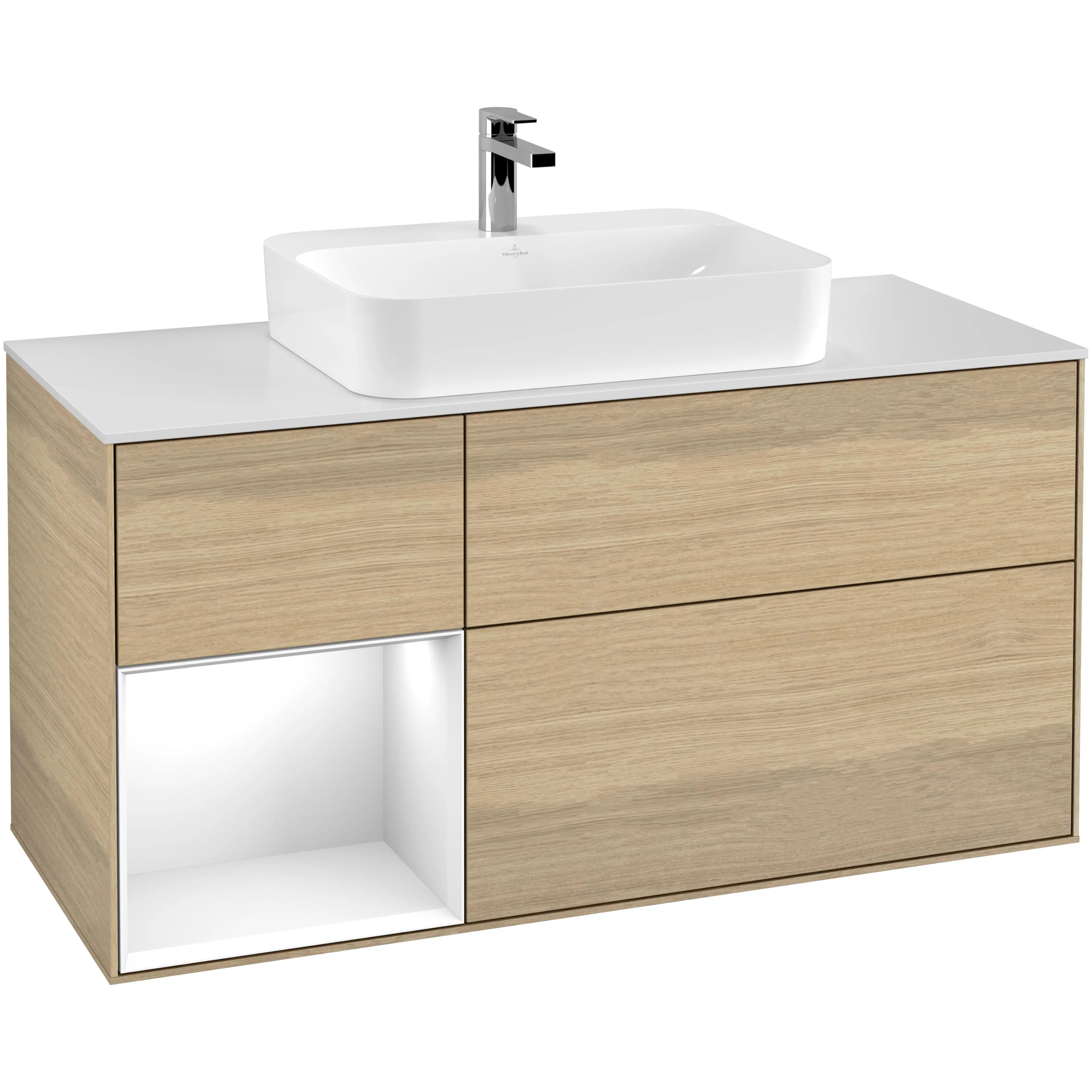 Tvättställsskåp Villeroy & Boch Finion med 3 Lådor Hylla och Bänkskiva för Ytmonterat Tvättställ