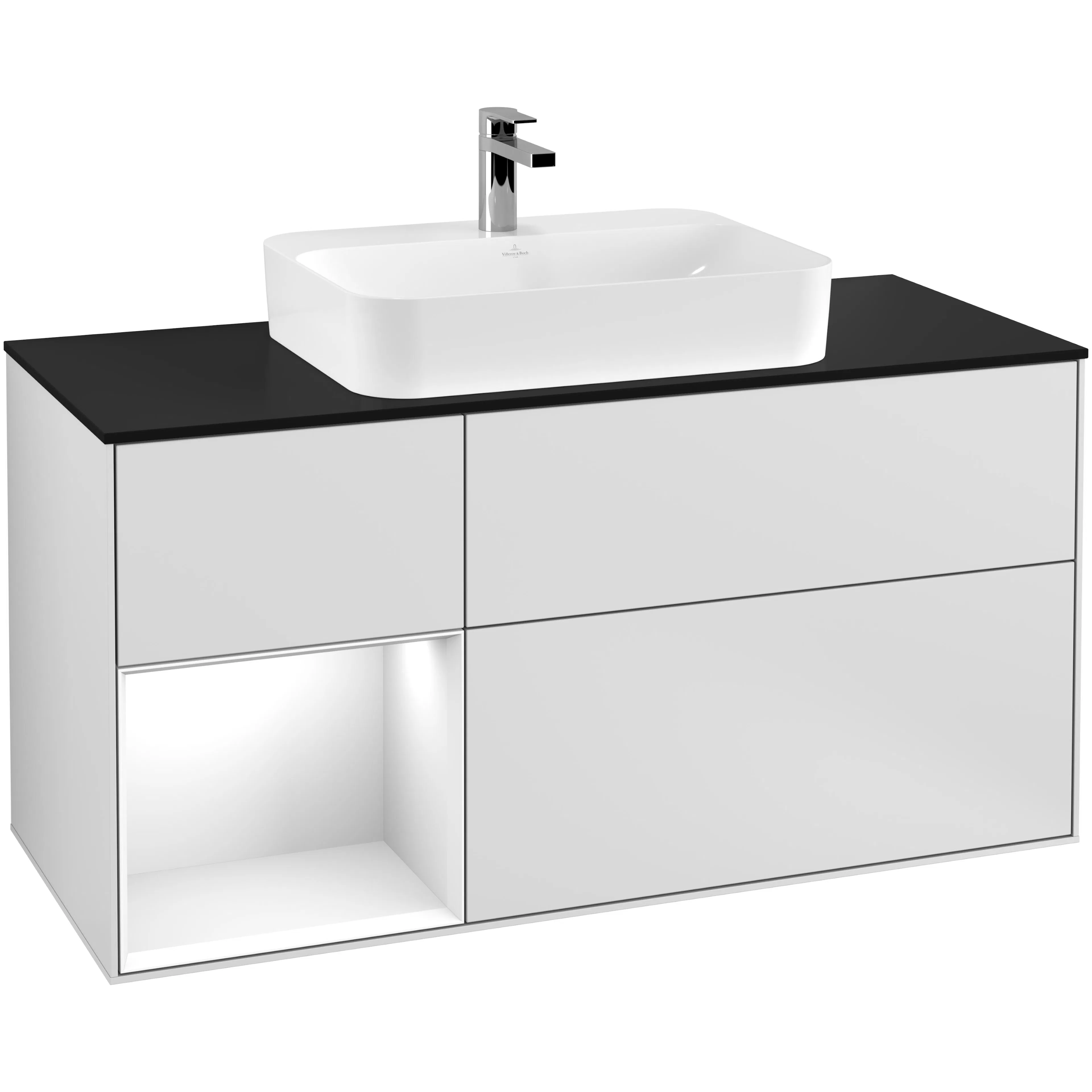 Tvättställsskåp Villeroy & Boch Finion med 3 Lådor Hylla och Bänkskiva för Ytmonterat Tvättställ