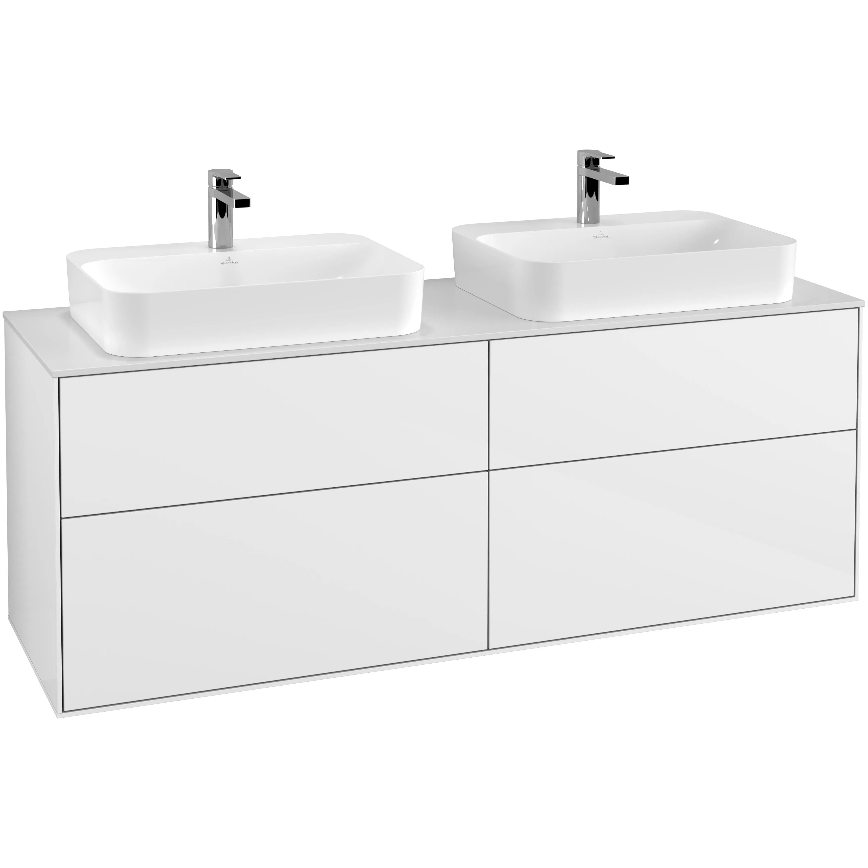 Tvättställsskåp Villeroy & Boch Finion med 4 Lådor och Bänkskiva för Två Ytmonterade Tvättställ