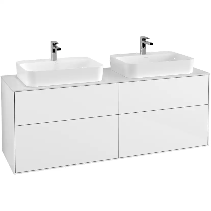 Tvättställsskåp Villeroy & Boch Finion med 4 Lådor och Bänkskiva för Två Ytmonterade Tvättställ