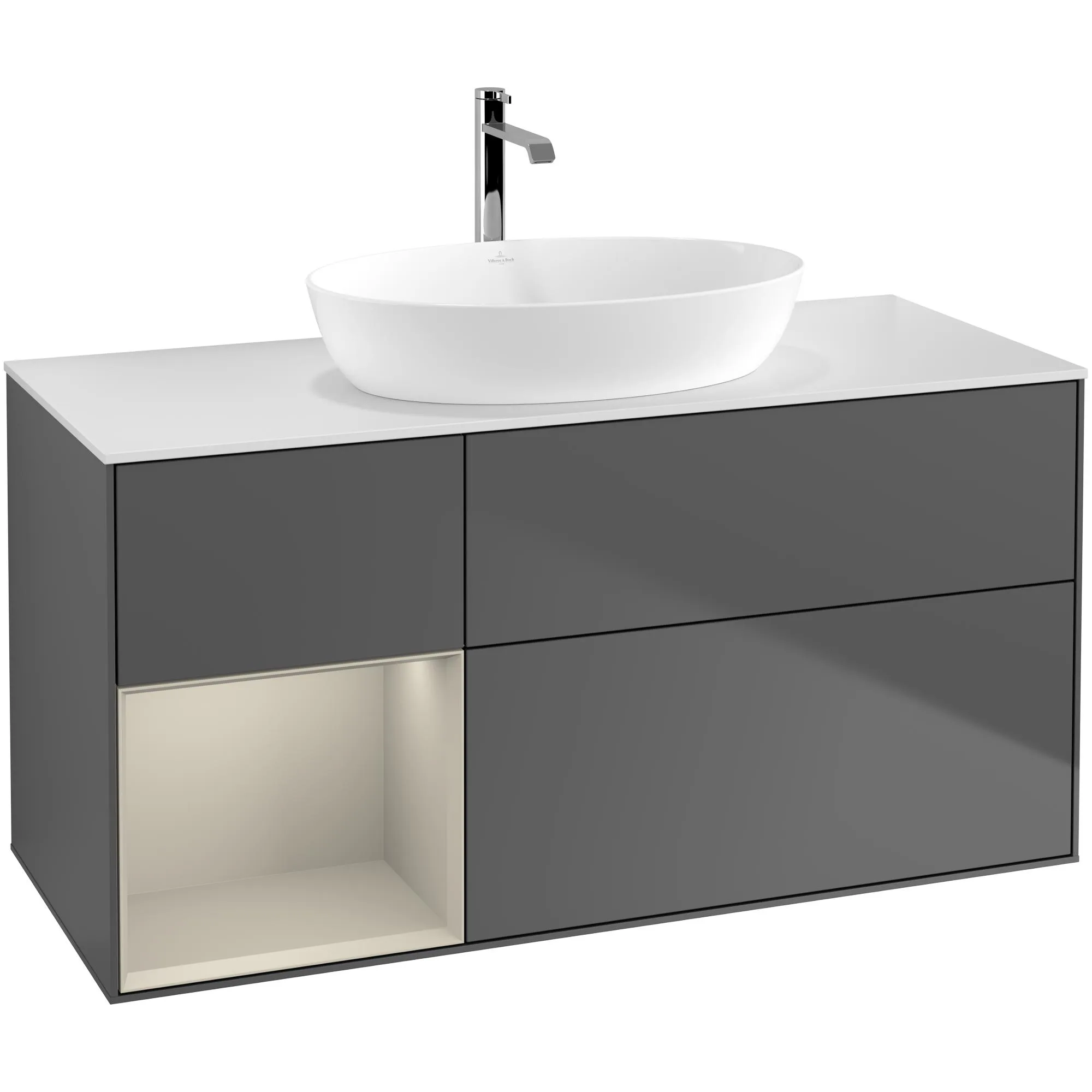 Tvättställsskåp Villeroy & Boch Finion med 3 Lådor Hylla och Bänkskiva för Fristående Tvättställ från Artis & Collaro