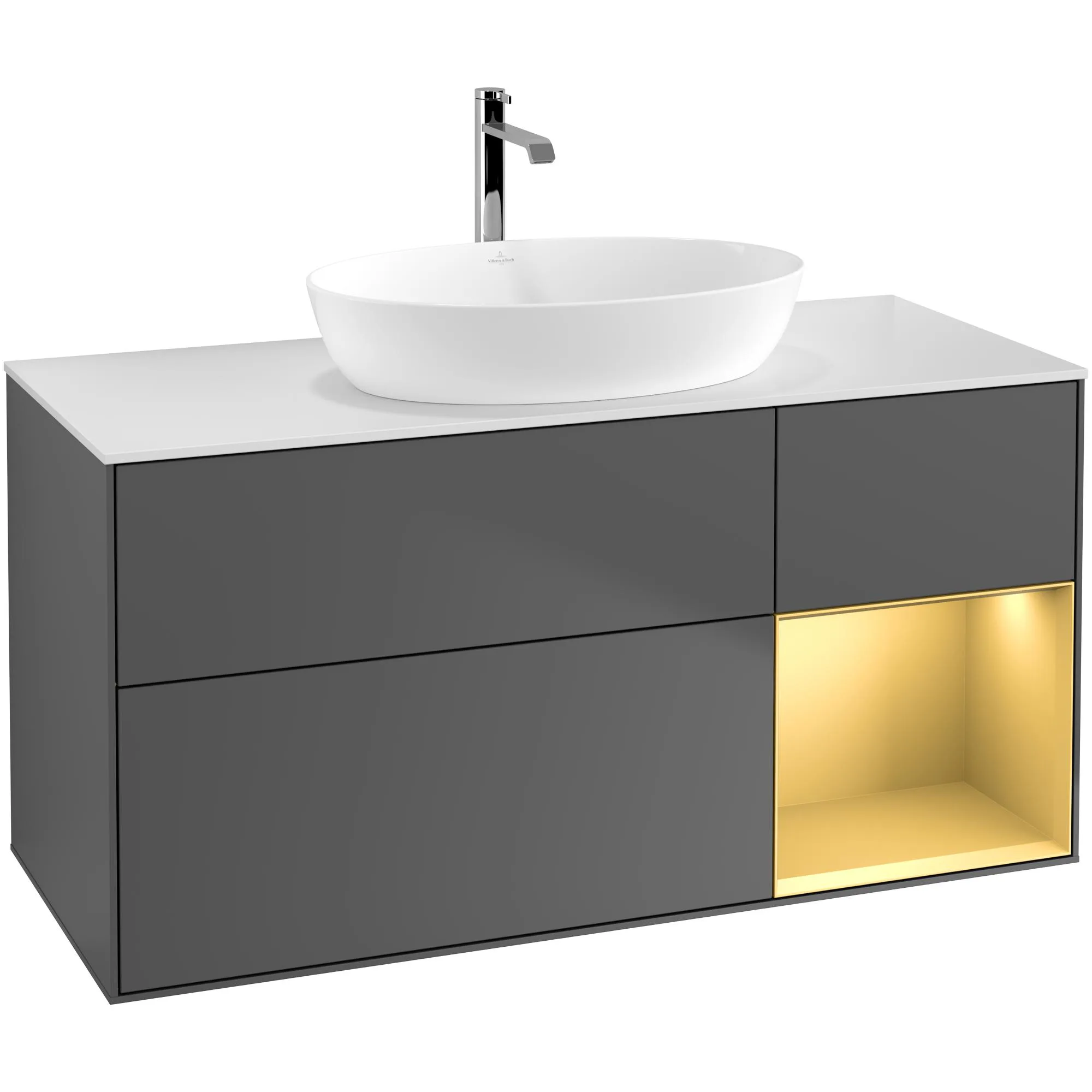 Tvättställsskåp Villeroy & Boch Finion med 3 Lådor Hylla och Bänkskiva för Fristående Tvättställ från Artis & Collaro