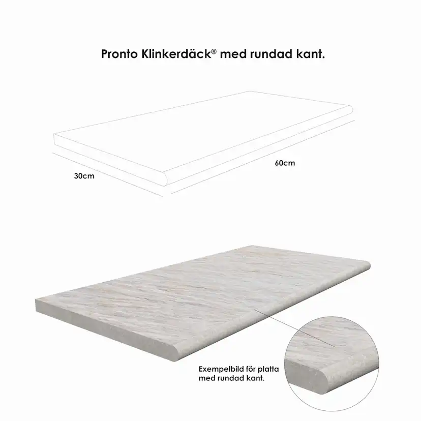 Poolkant/Trappsteg Pronto Klinkerdäck Monte Fire 60x30 cm