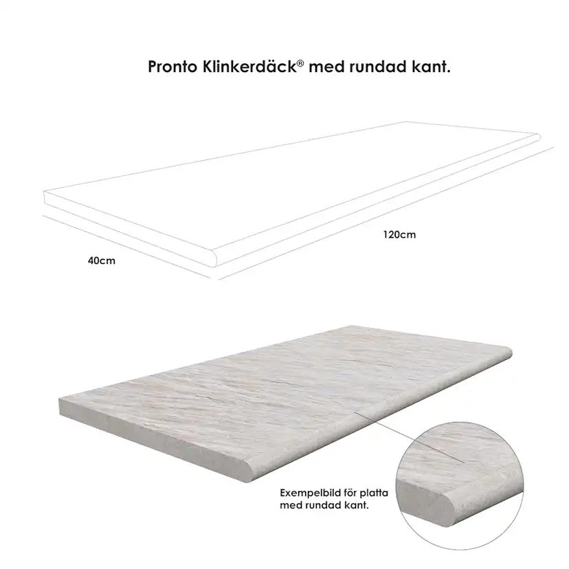 Poolkant/trappsteg Pronto Klinkerdäck Trentino Avana 40x120 cm