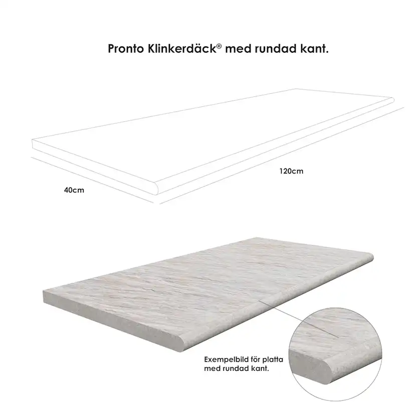 Poolkant/trappsteg Pronto Klinkerdäck Trentino Tabacco 40x120 cm