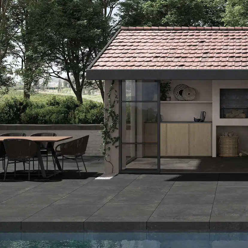 Uteklinker Pronto Klinkerdäck Antique Nuit Carved 60x60 cm