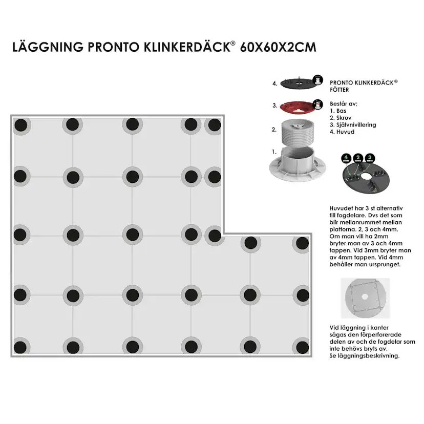 Uteklinker Pronto Klinkerdäck Antique Nuit Carved 60x60 cm